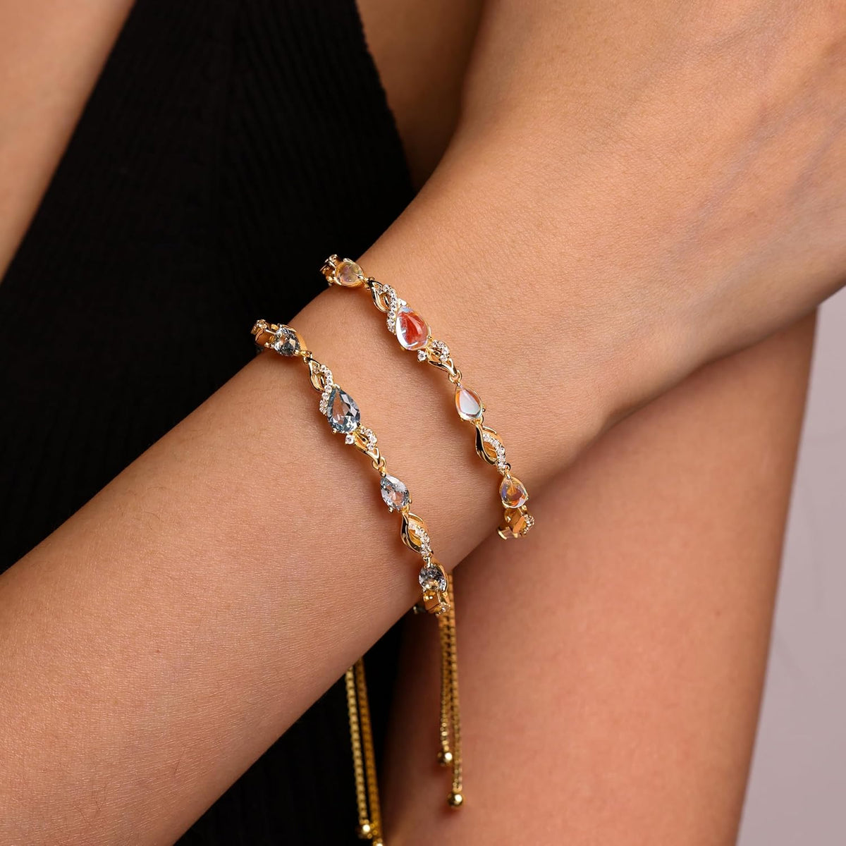FANCIME Pulsera de tenis ajustable con piedra natal para mujer | Di...