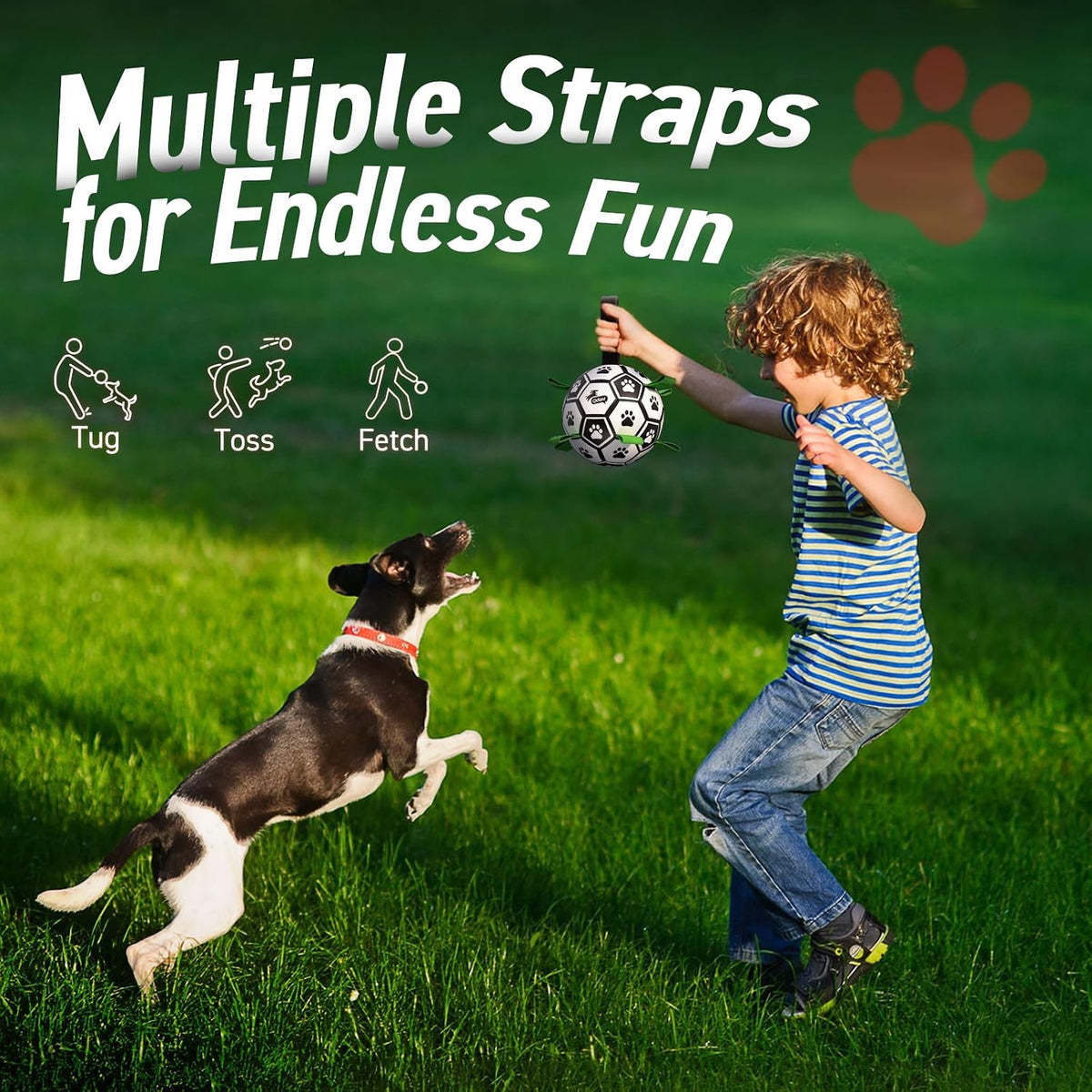 QDAN Dog Toys - Pelotas de fútbol para perros de 6 pulgadas con cor...