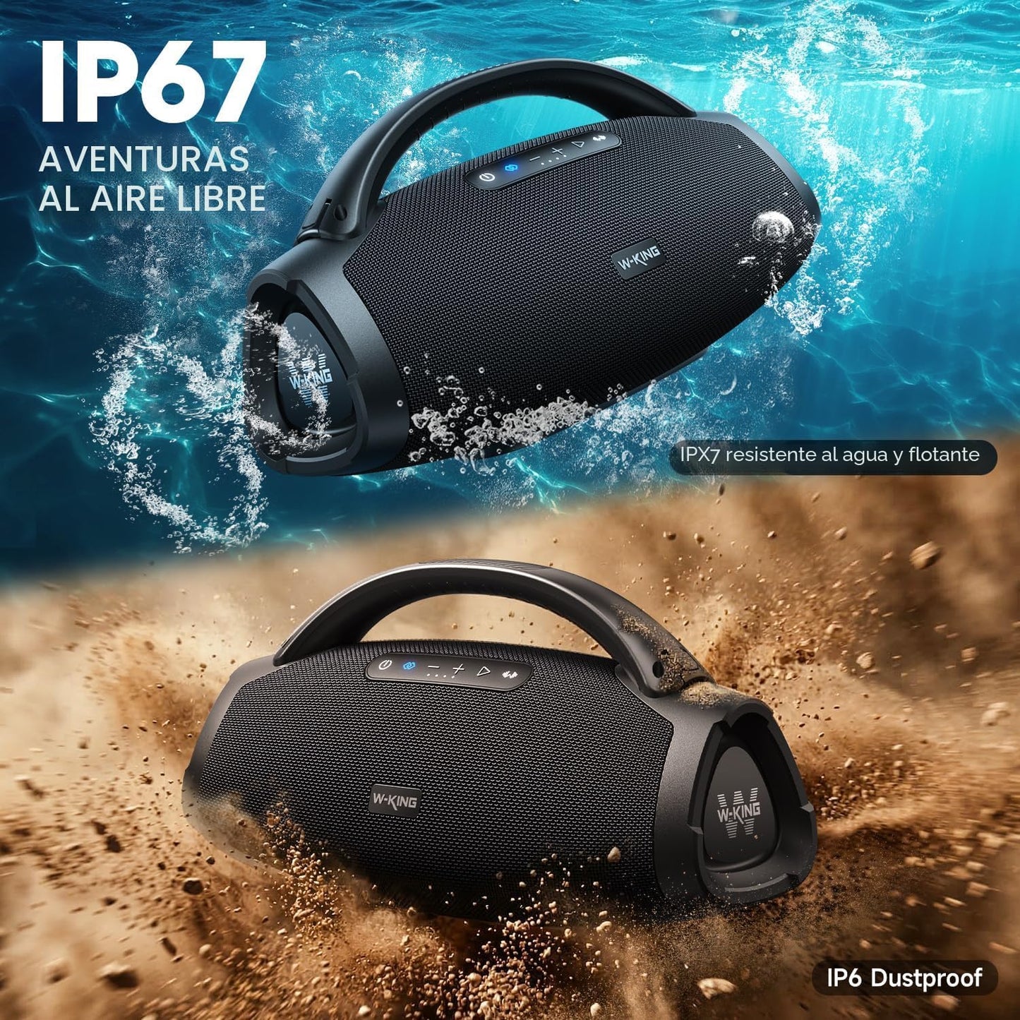 W-KING Altavoz Bluetooth portátil, 330 W pico fuerte Boombox Party...