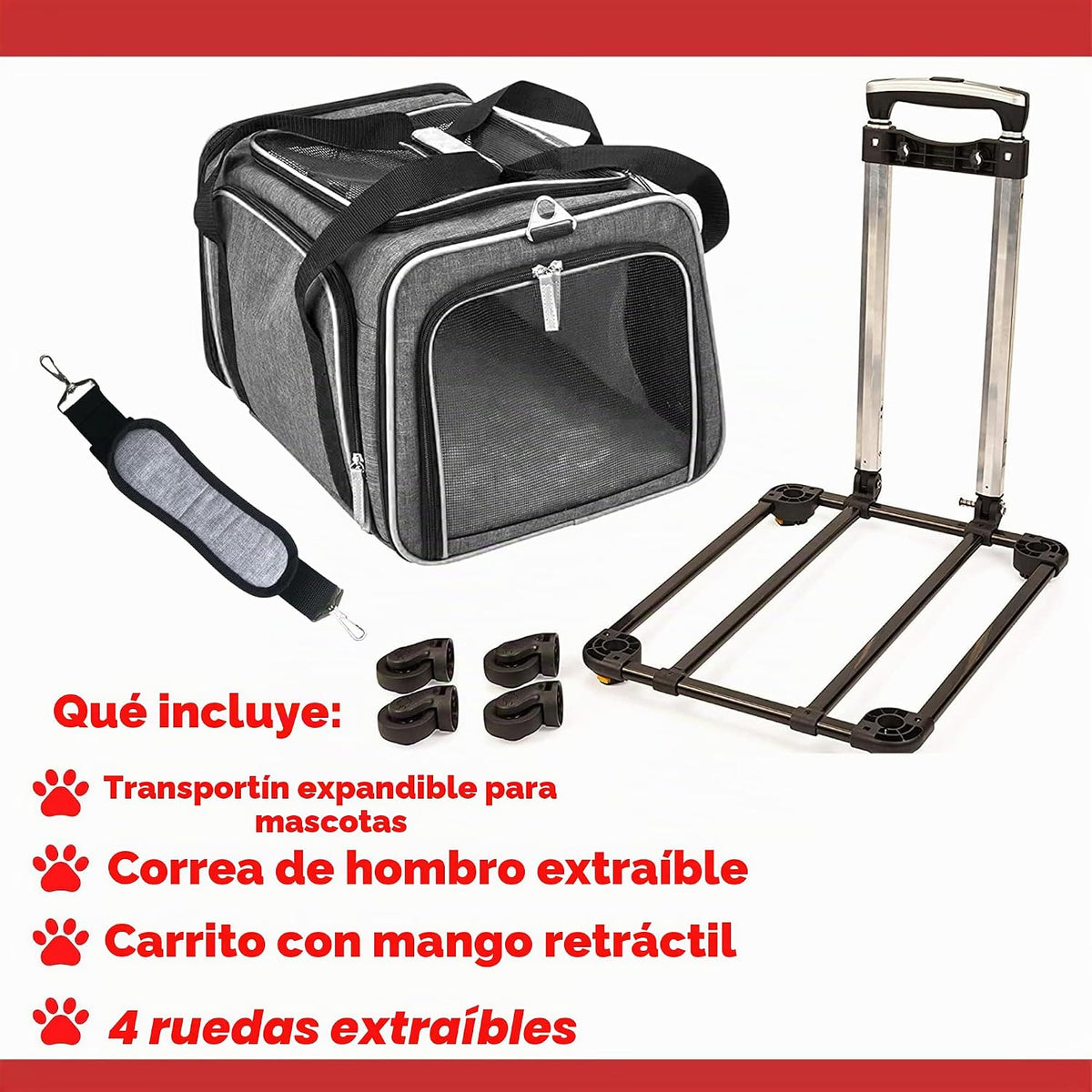 Ruff Life 101 Transportín de Mascotas Premium Expandible con Ruedas...