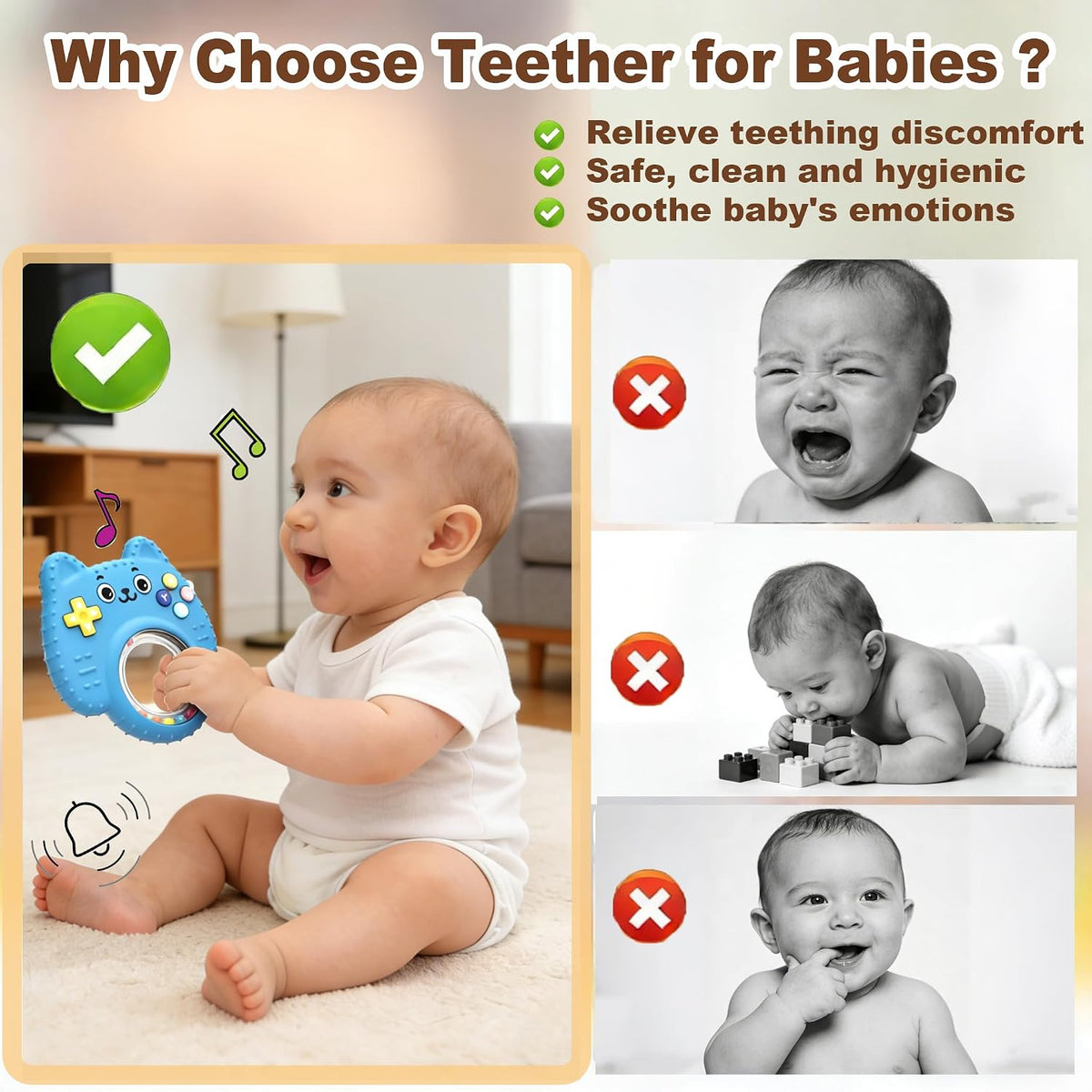 Juguetes de dentición para bebé, juguete sensorial para masticar pa...