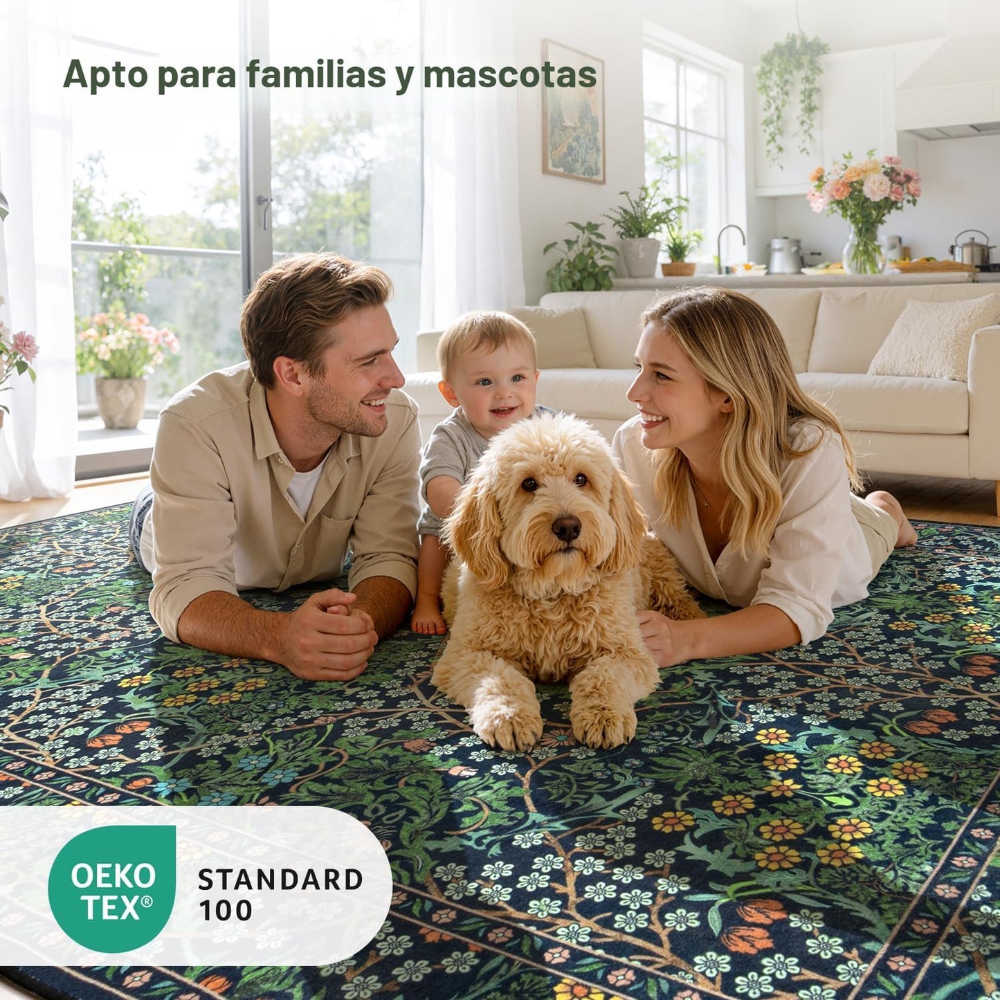 Lessymo Alfombra Floral para Sala de Estar 8x10 pies, Alfombras de...