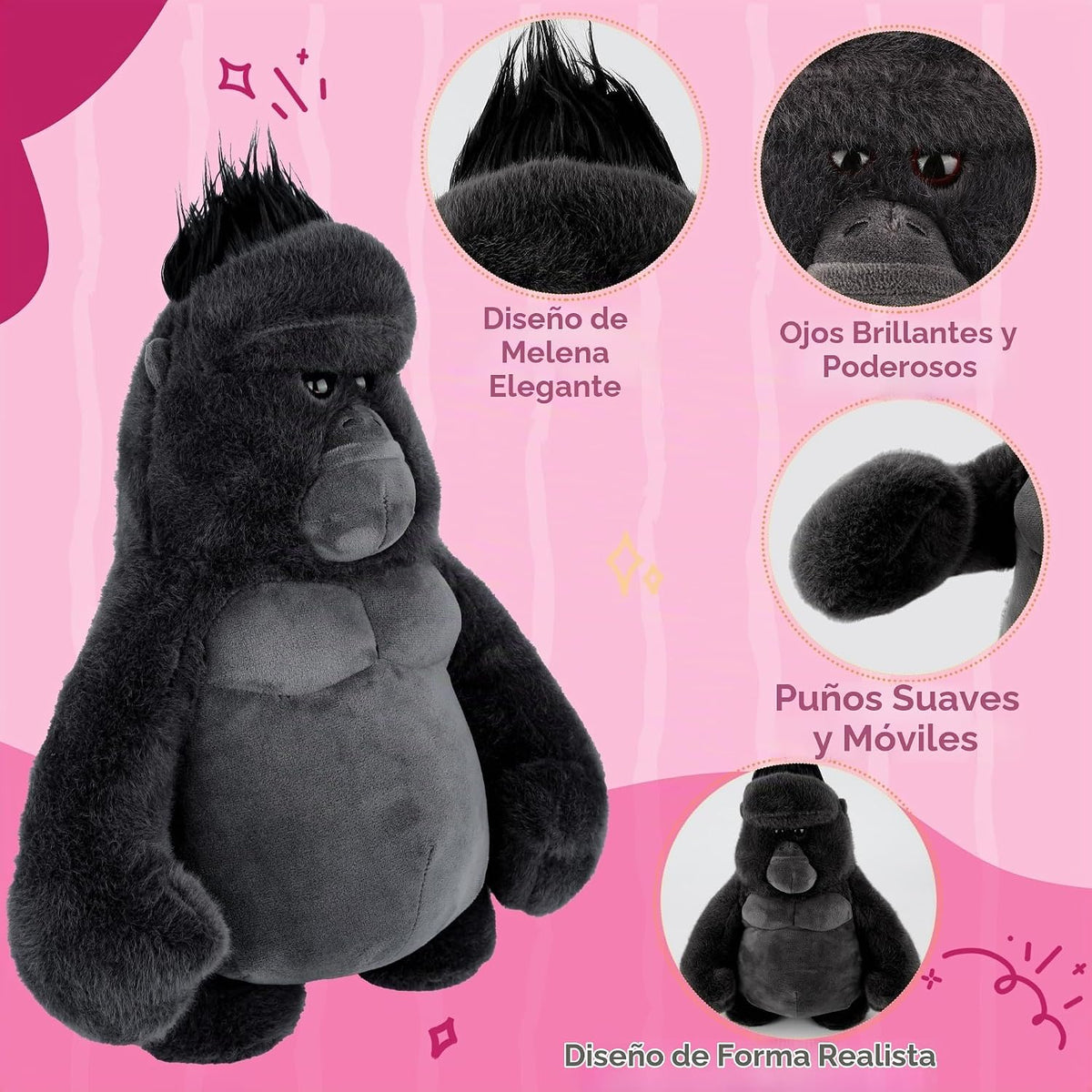 Animal de peluche Gorila, Juguetes de mono de peluche para niños, m...