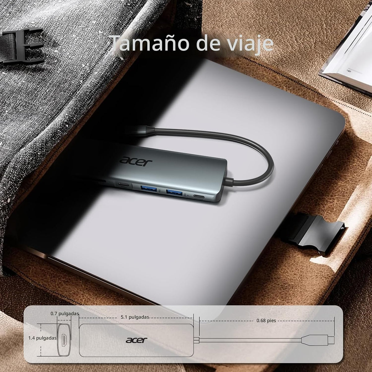 Acer Hub USB C, Adaptador Multipuerto 7 en 1 para Laptop, 4K, Divis...