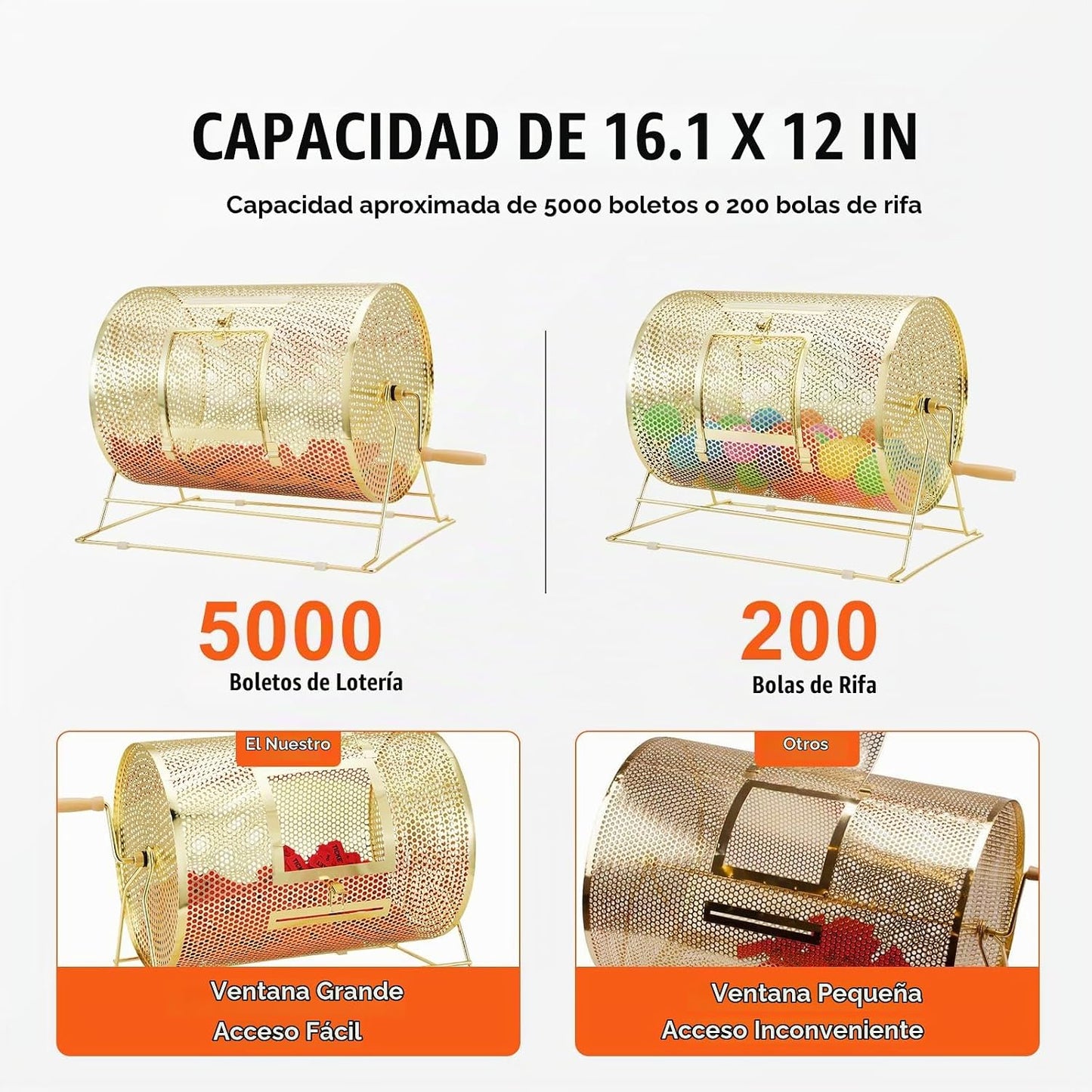 VEVOR Jaula de lotería, capacidad para 5000 boletos o 200 bolas de...