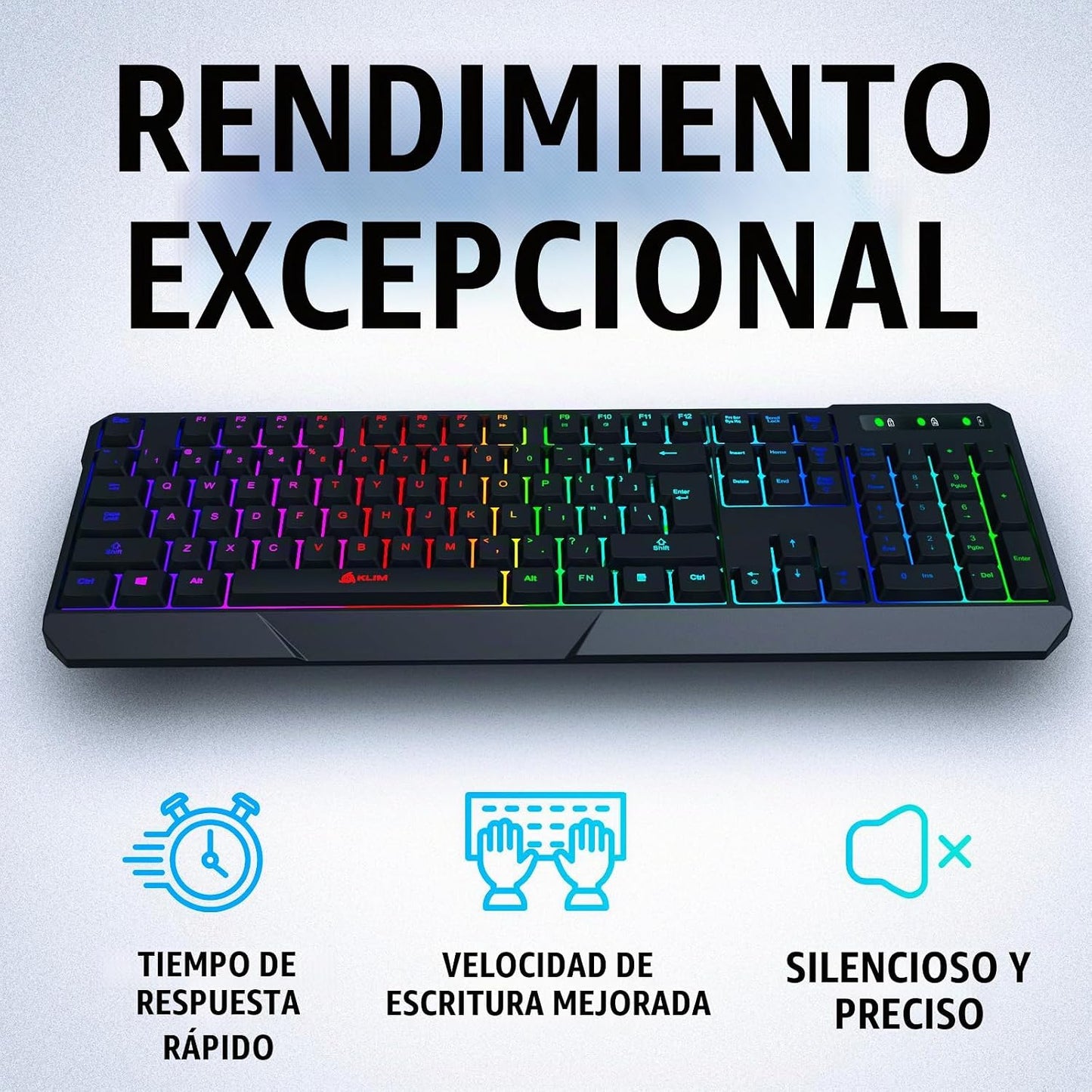KLIM Chroma - Teclado inalámbrico para juegos con retroiluminación...