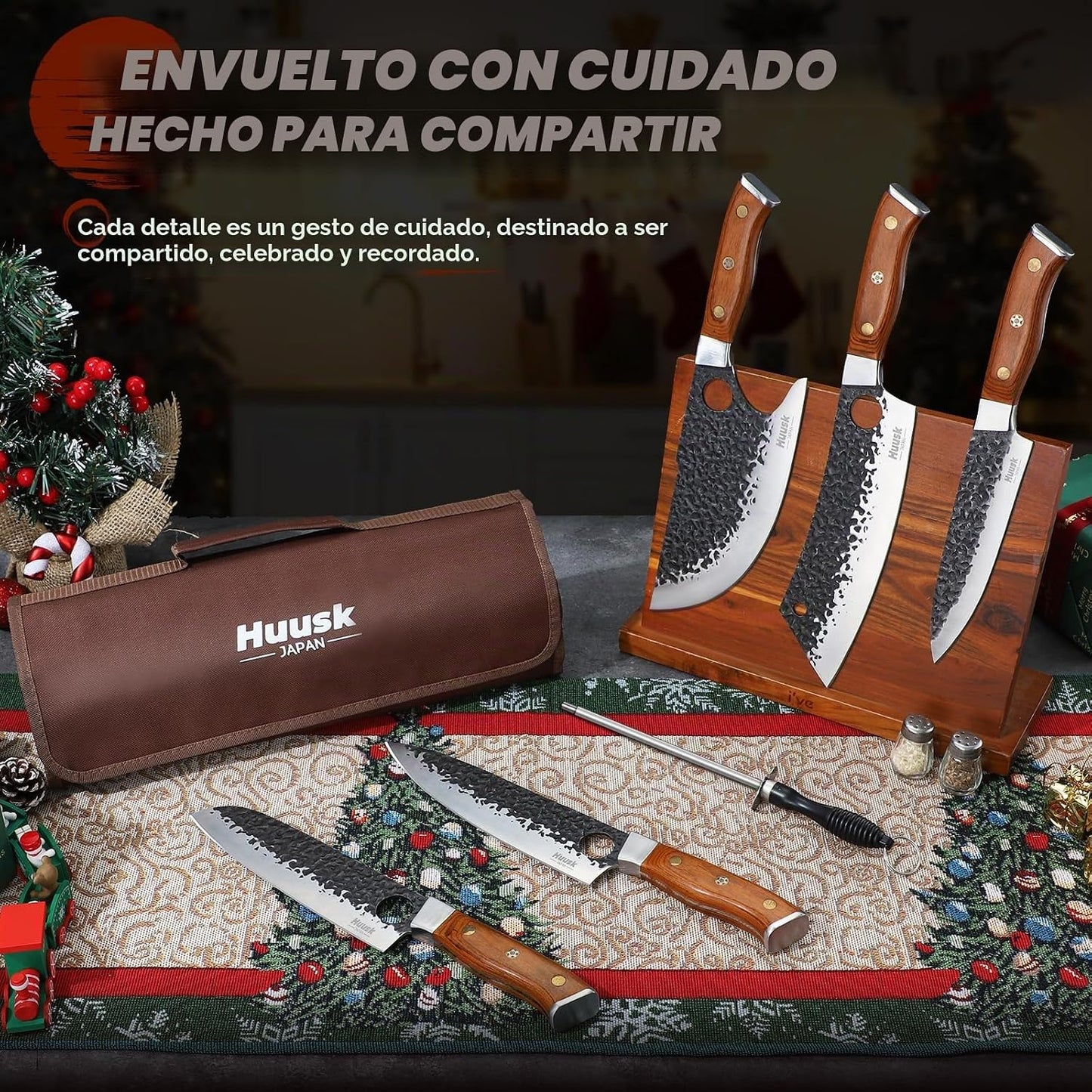 Huusk Cuchillos de carnicero para carne, juego de cuchillos de coci...