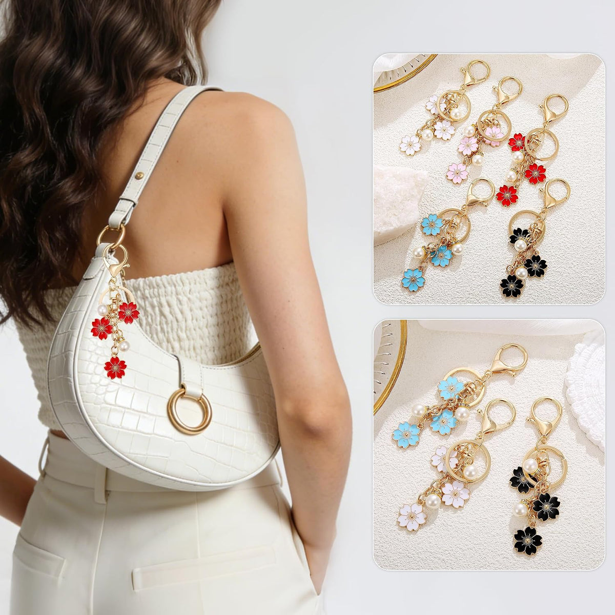 Lcbulu - 5 dijes para bolsos, llaveros para mujer | Llaveros de flo...