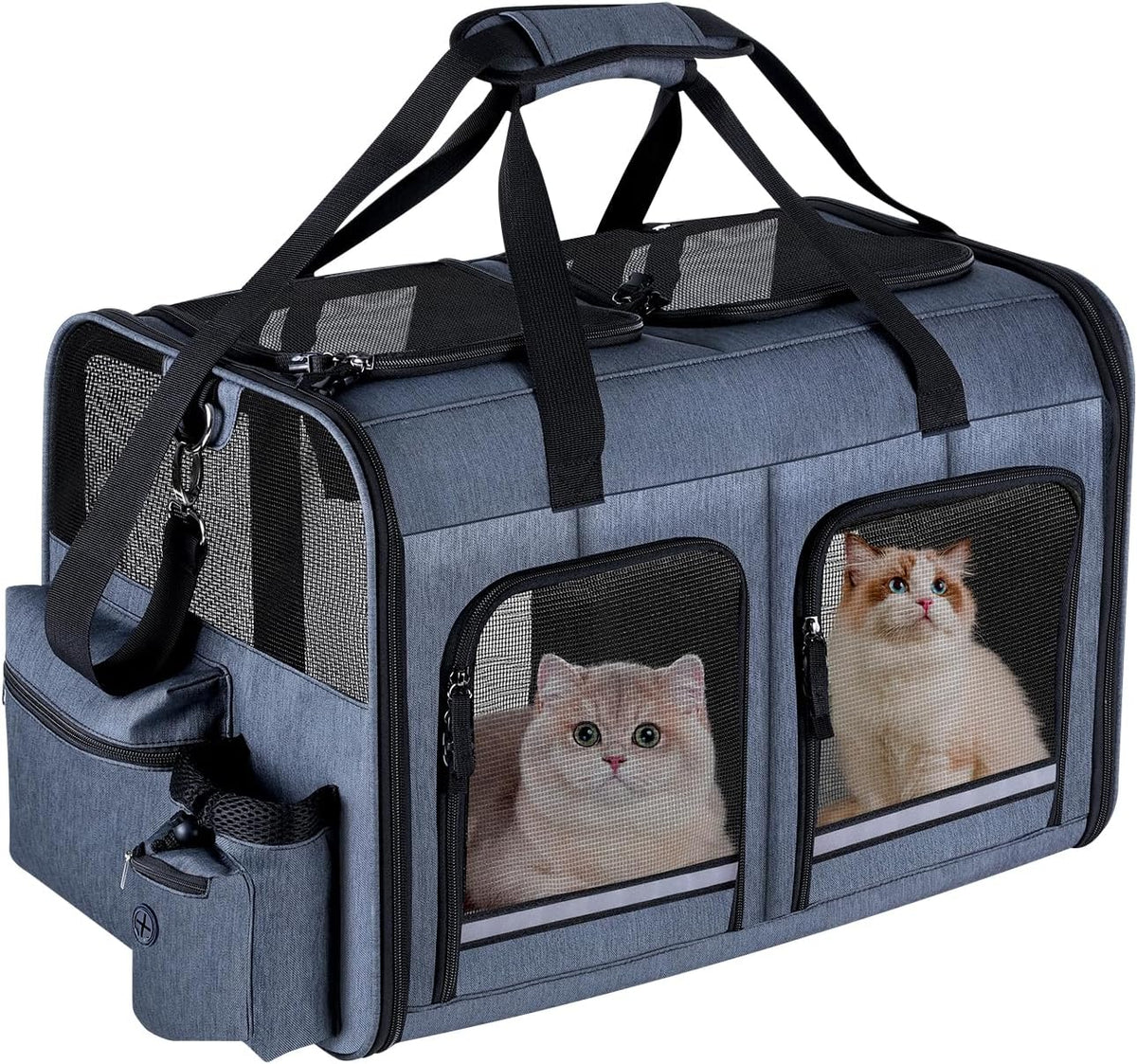 Groxkox Transportador de gatos para 2 gatos, transportador doble pl...