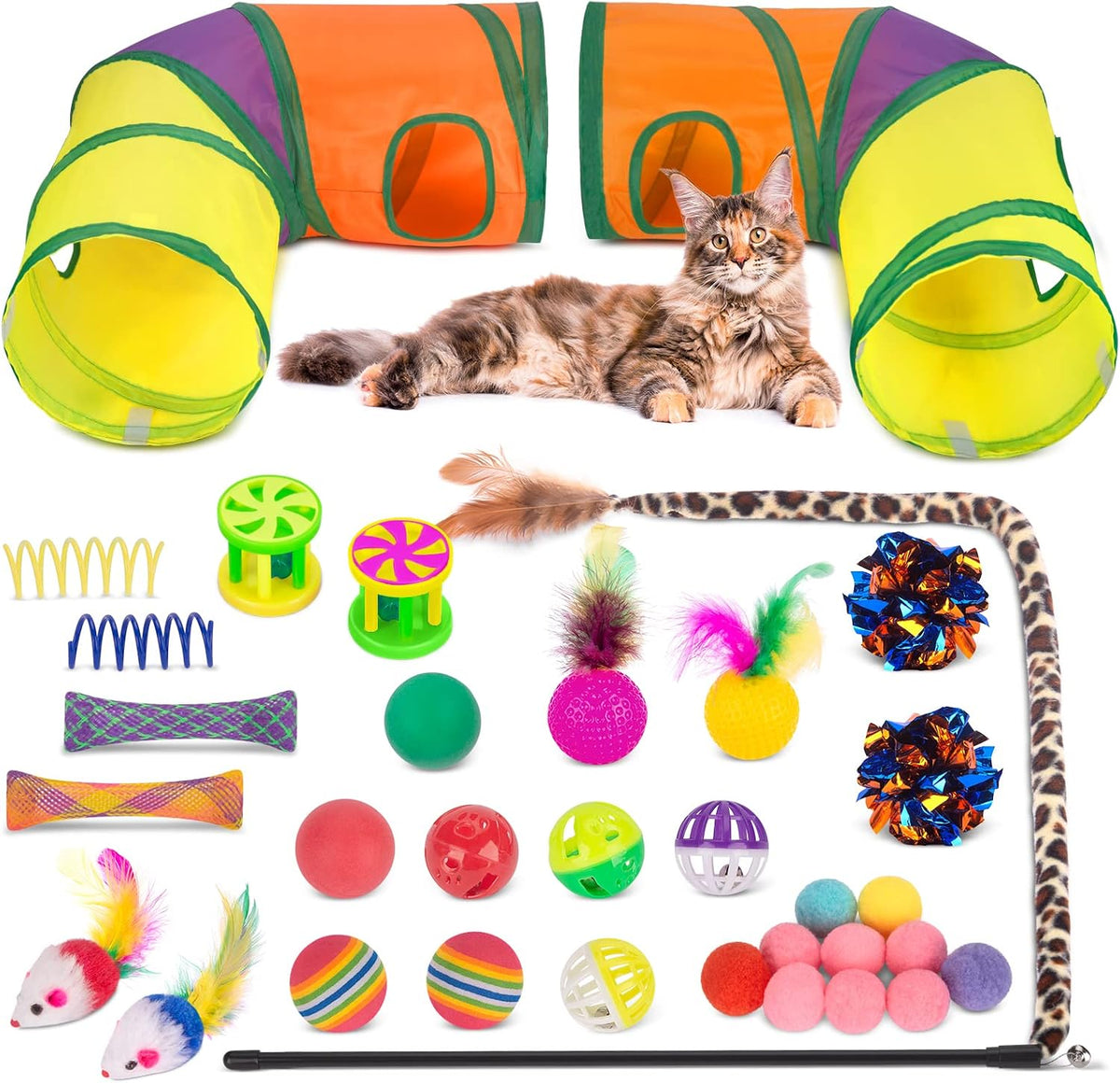 Retro Shaw 33 Piezas Juguetes para Gatos con Túneles, Juguetes Inte...