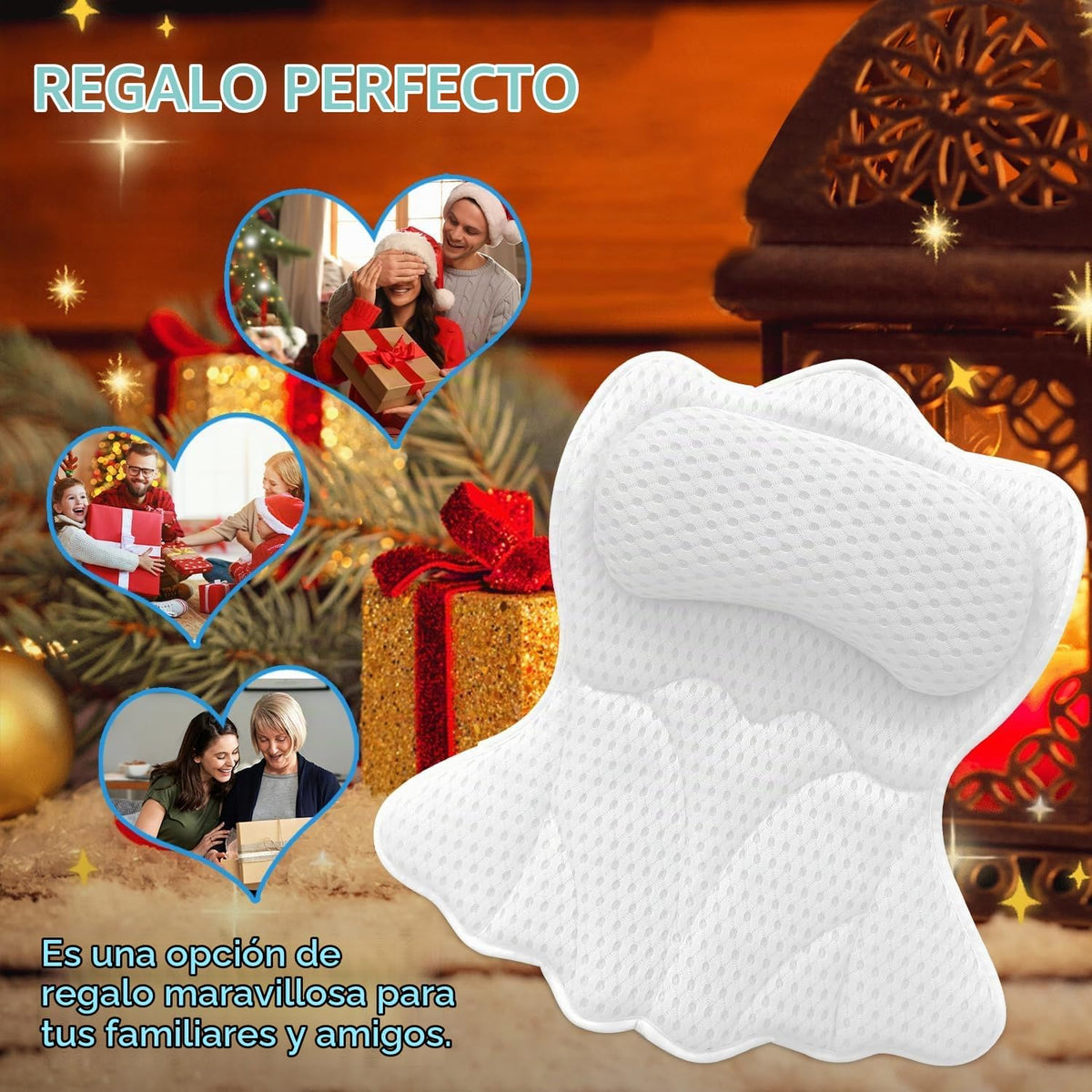 REEZEIVI Almohadas de baño para tina, almohada de baño con 6 ventos...