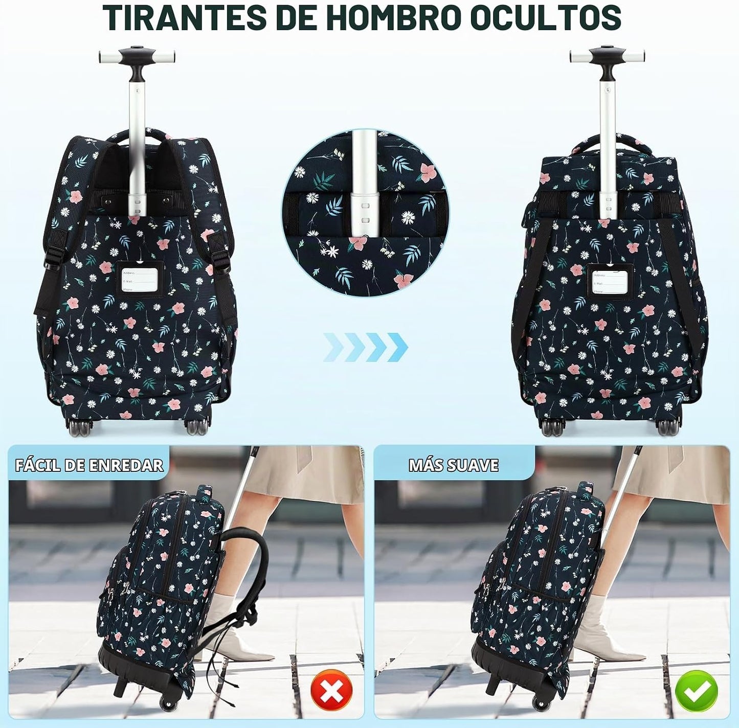 ACESAK Mochila con ruedas para niñas \u2013 Mochila escolar con rue...