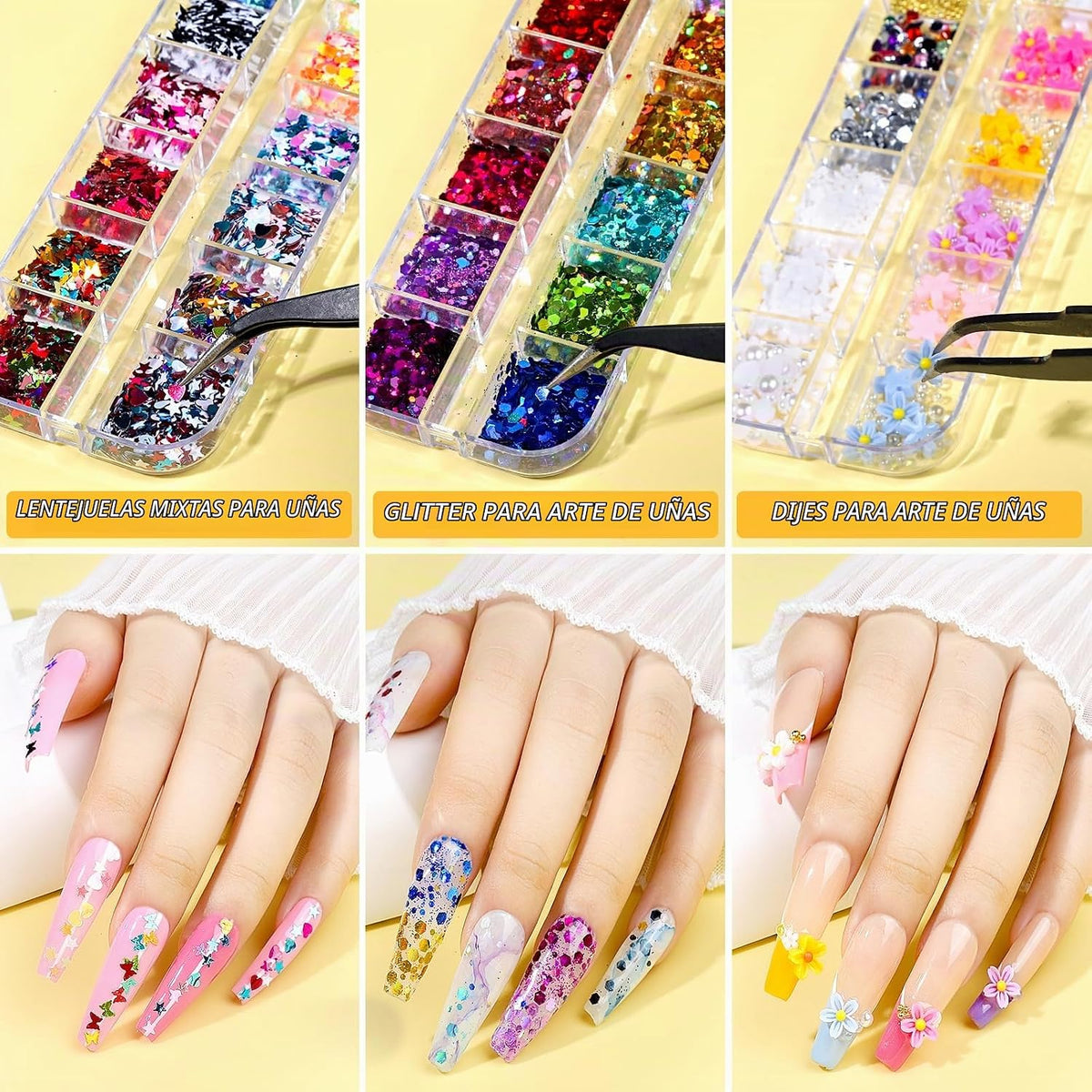 Teenitor - Kit de uñas postizas - Puntas de uñas transparentes tipo...