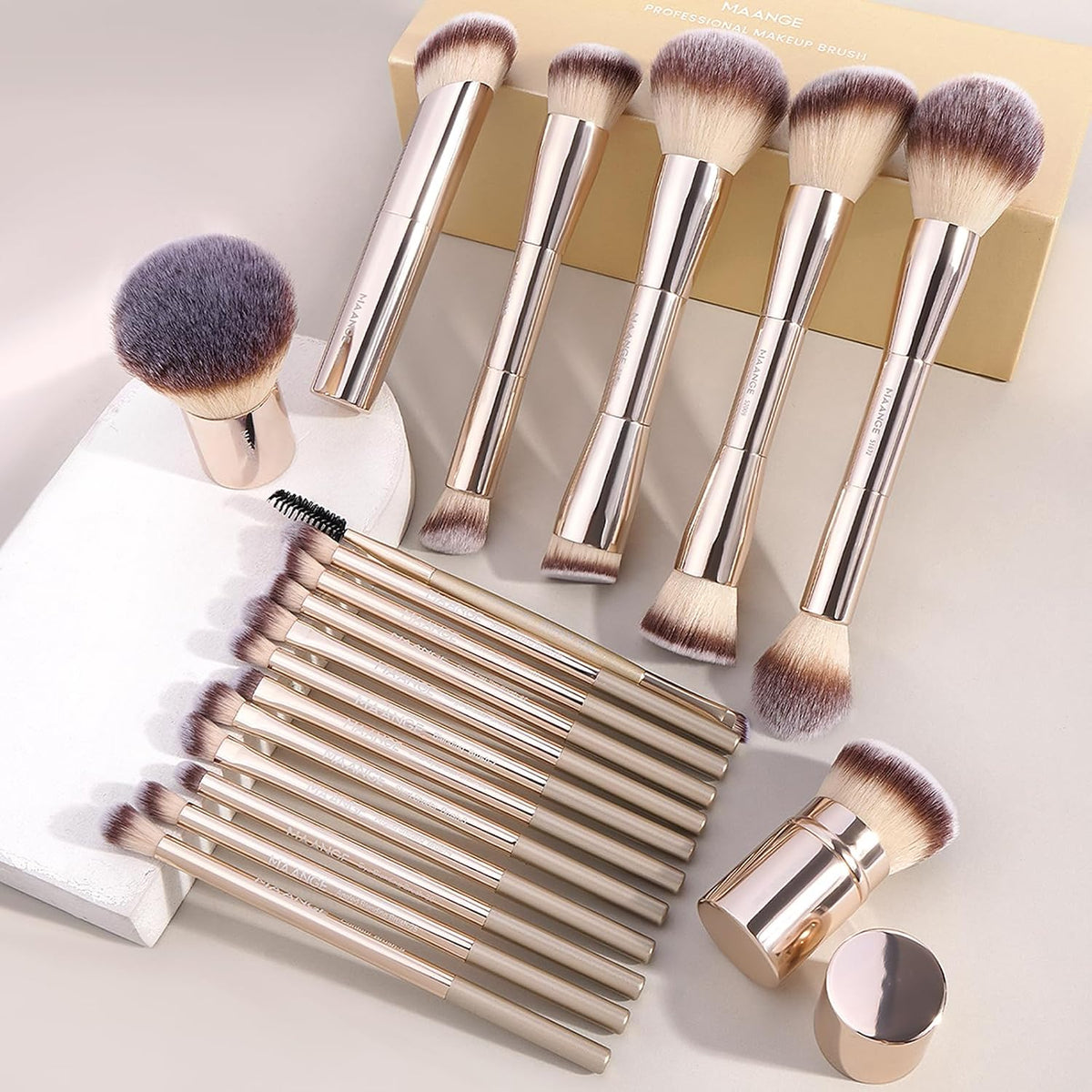 MAANGE 20 piezas de brochas de maquillaje con caja de regalo, broch...