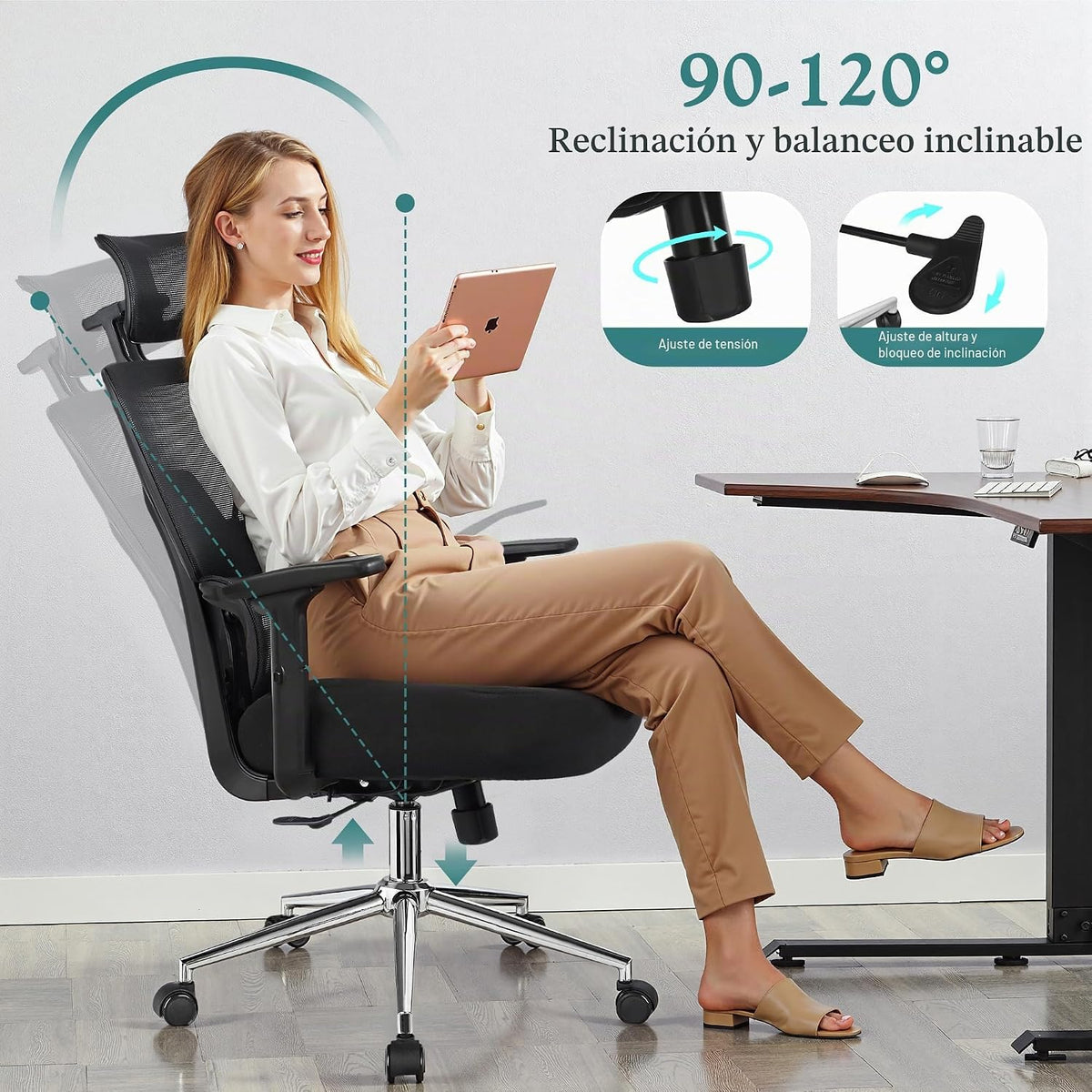VECELO Silla de oficina ergonómica de respaldo alto, silla de escri...