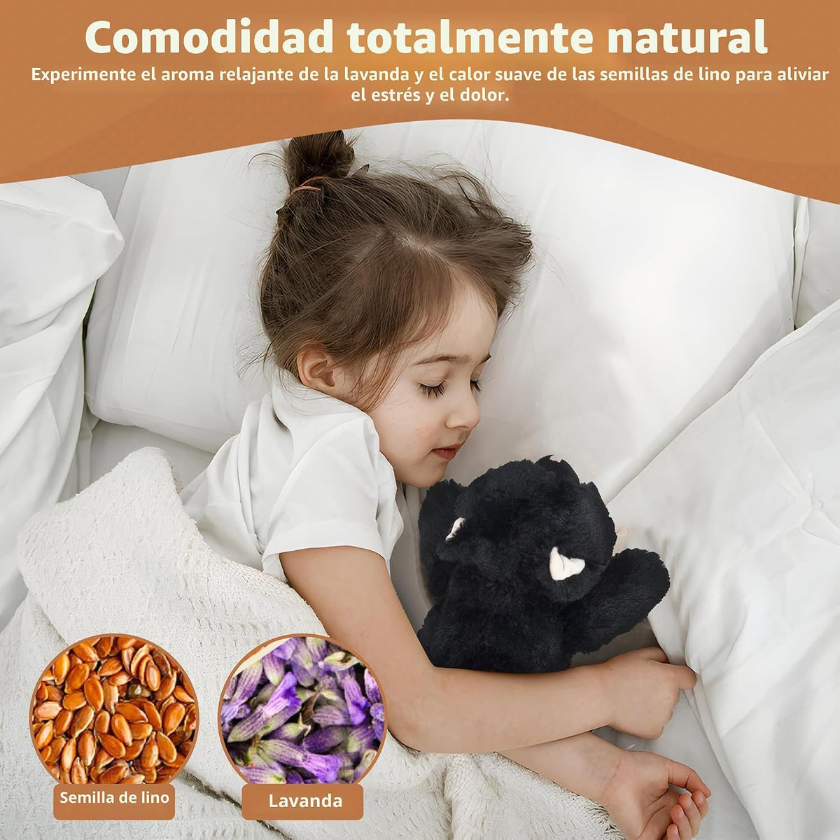 Marysun Animal de peluche negro para microondas, peluche con peso,...