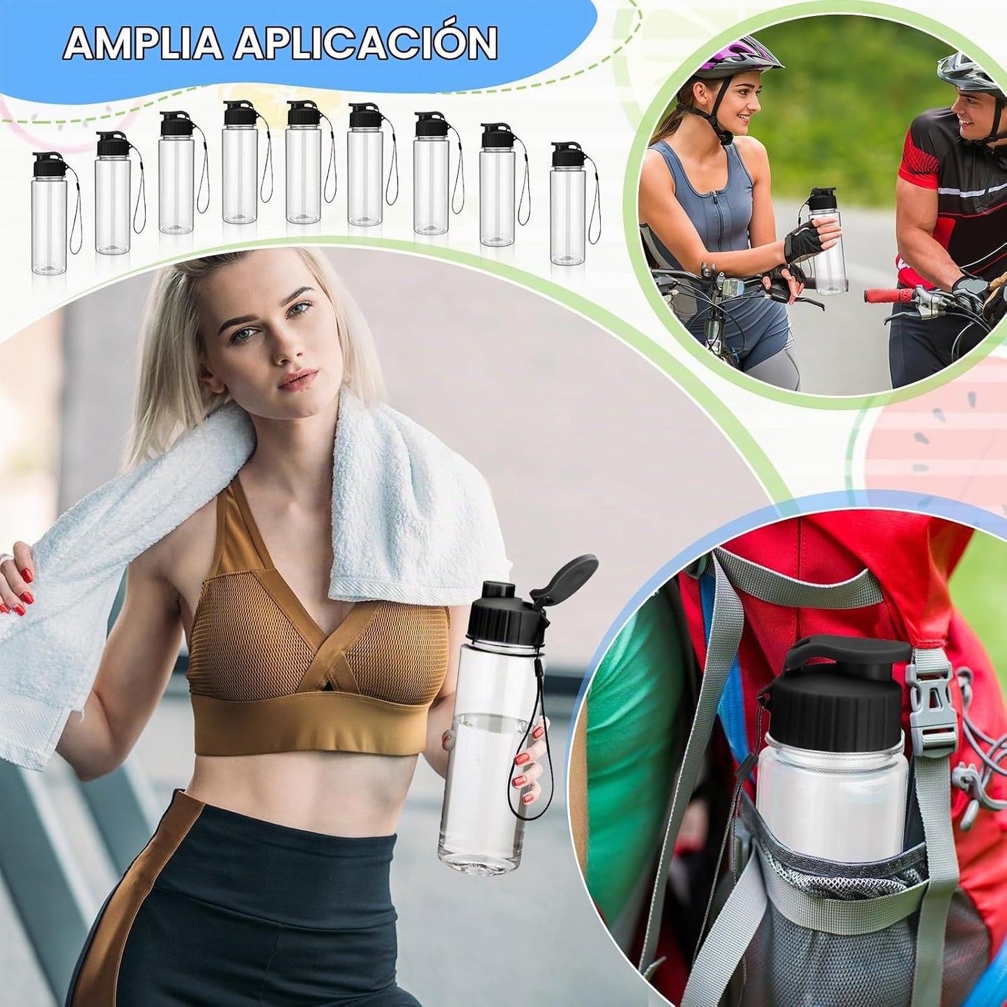 Maxcheck 30 botellas de agua a granel, estilo clásico, negro | Bote...