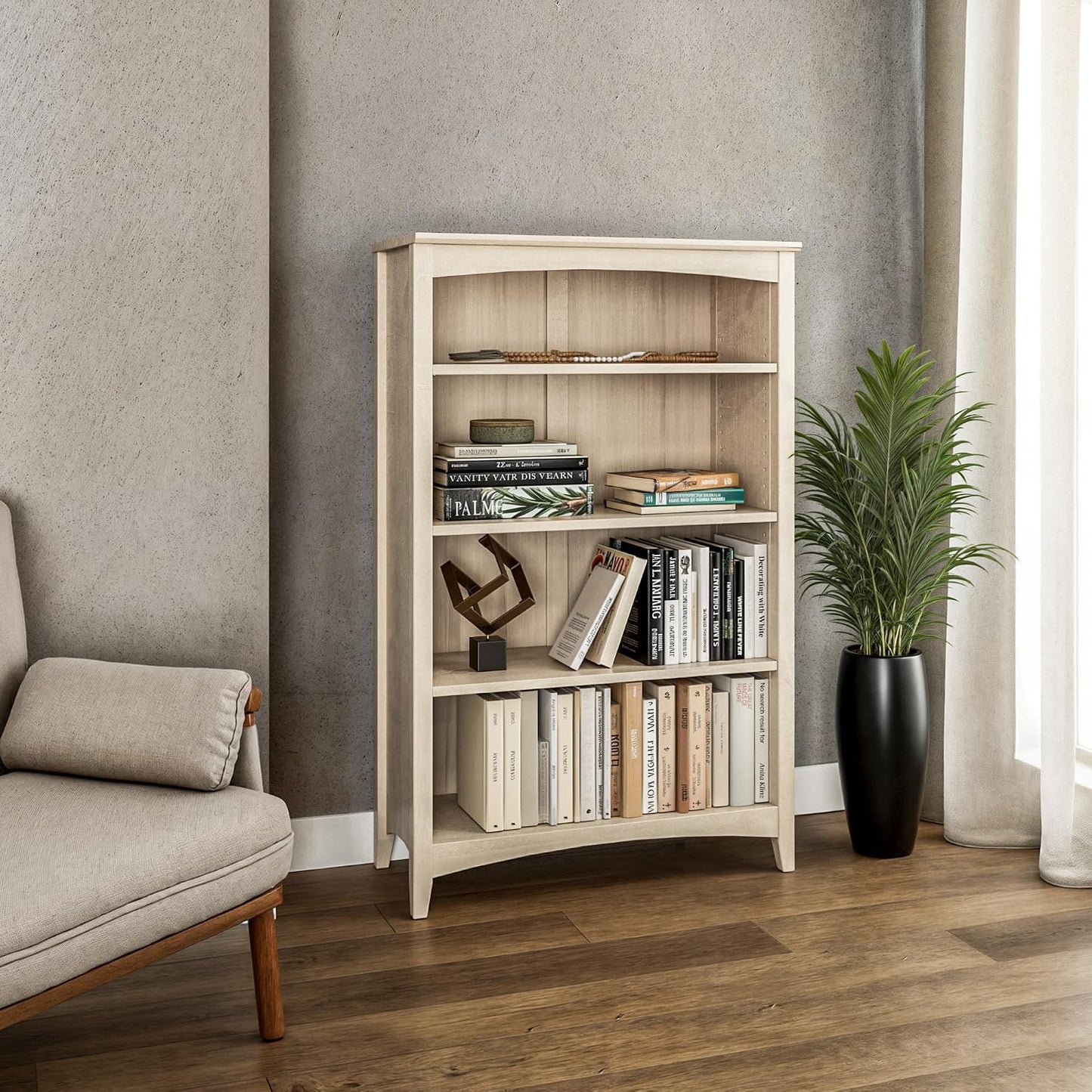 Camaflexi Estantería Estilo Shaker de 4 Estantes\/Madera Maciza\/48...