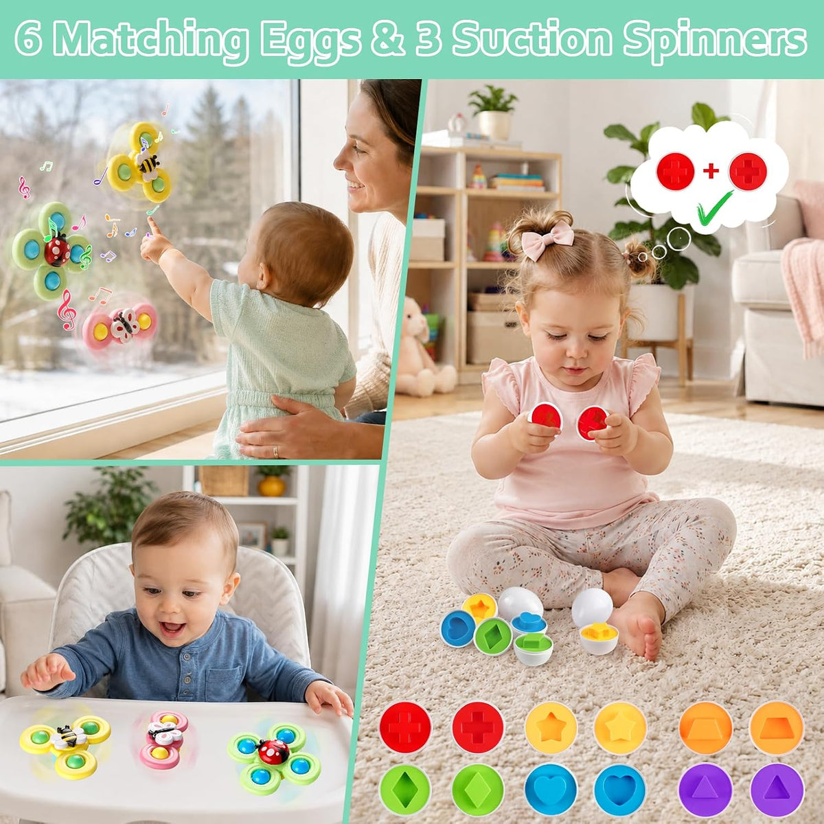 Plunack Montessori Toys - Juego de aprendizaje sensorial 6 en 1 | B...