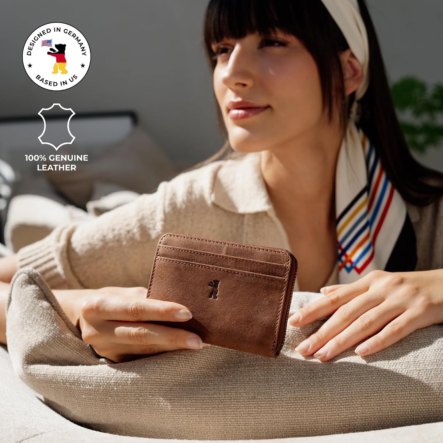 BERLINER BAGS Cartera pequeña de piel auténtica mujer Elsa, caja de...