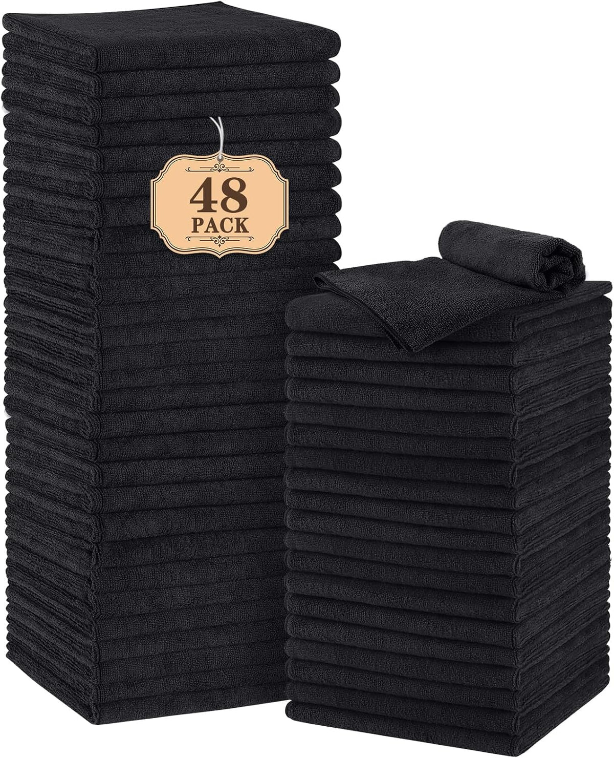 Orighty Toallas de salón, paquete de 48 toallas de microfibra negra...