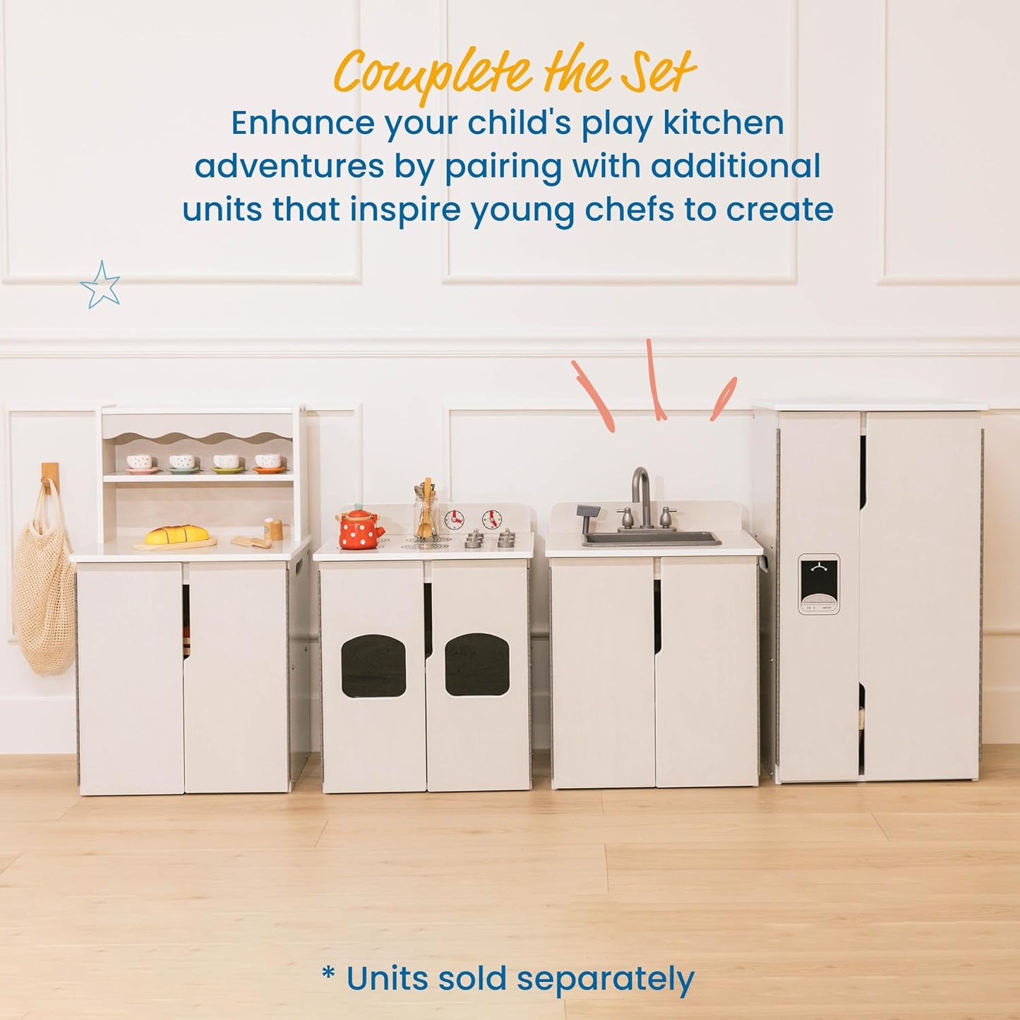 ECR4Kids Estufa de Cocina de Juguete, Juguete de Madera, Blanco Des...