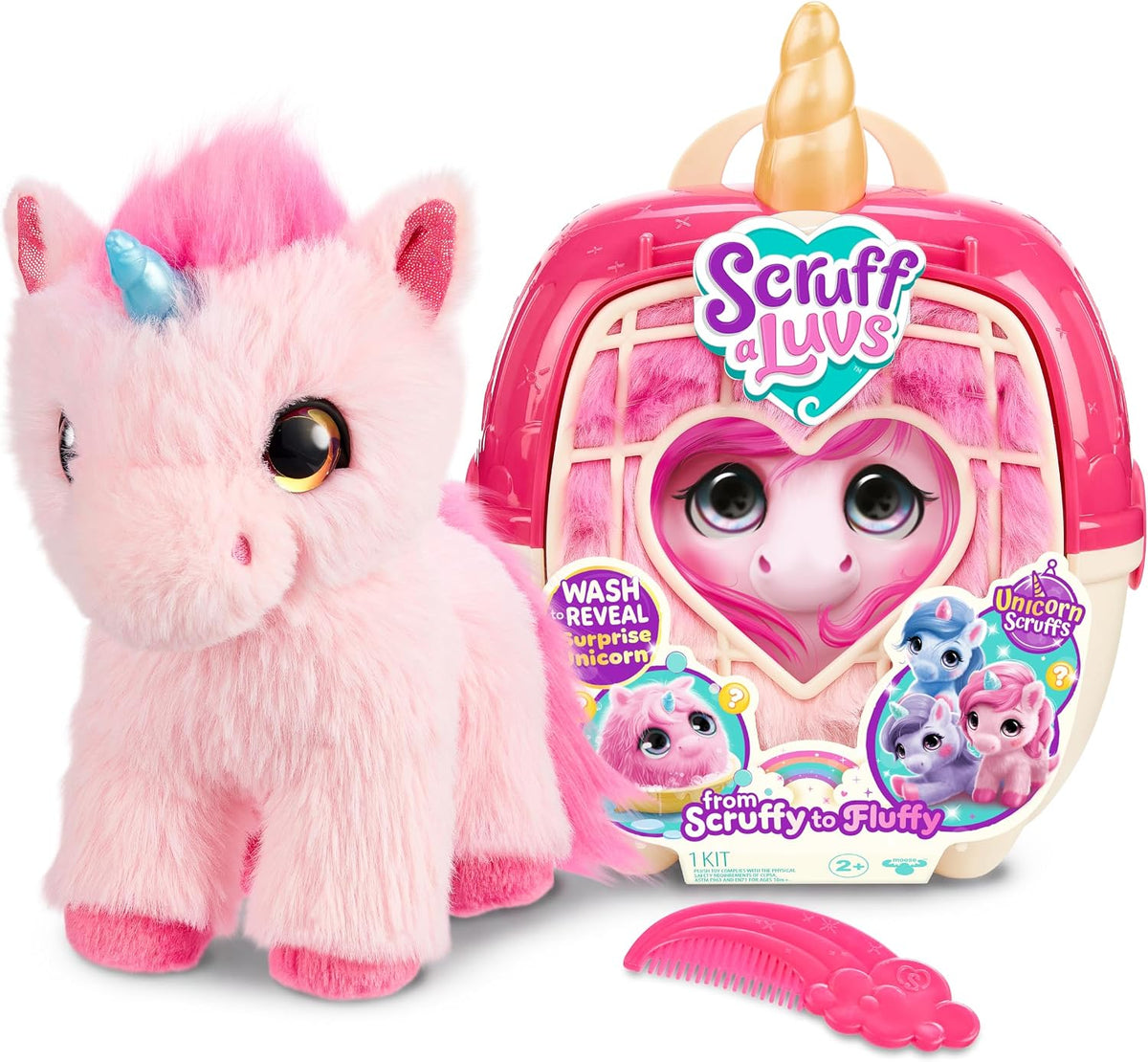 ScruffaLuvs Unicorn Scruffs Peluche, lavar para revelar 1 de 4 unic...