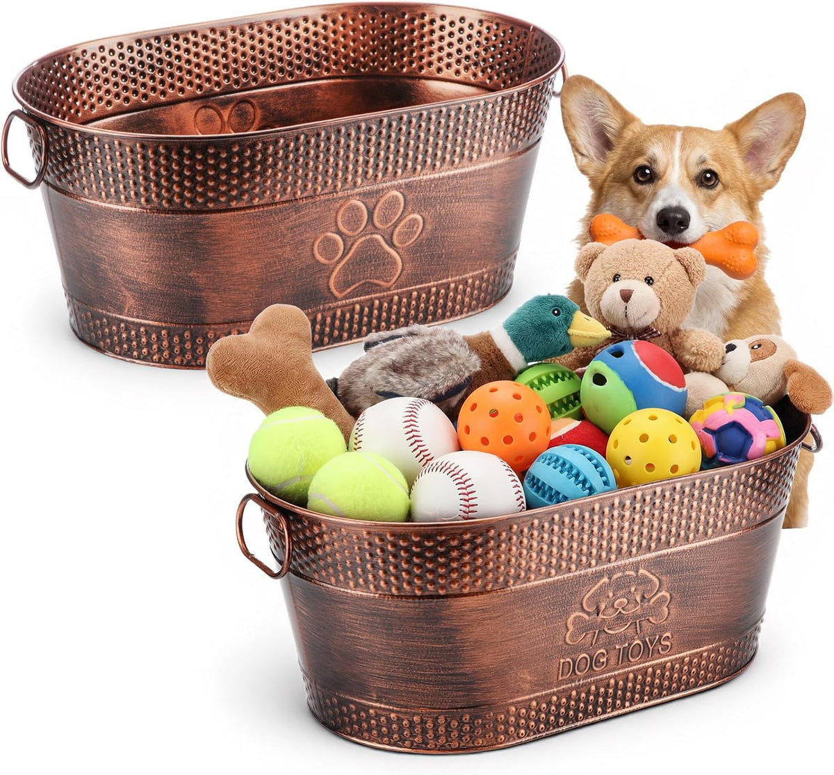 Zonon Paquete de 2 canastas de metal para perros, caja de juguetes...