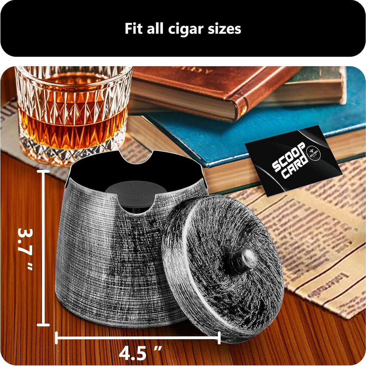 roygra Cenicero para cenizas con tapa, cenicero de cigarros al aire...