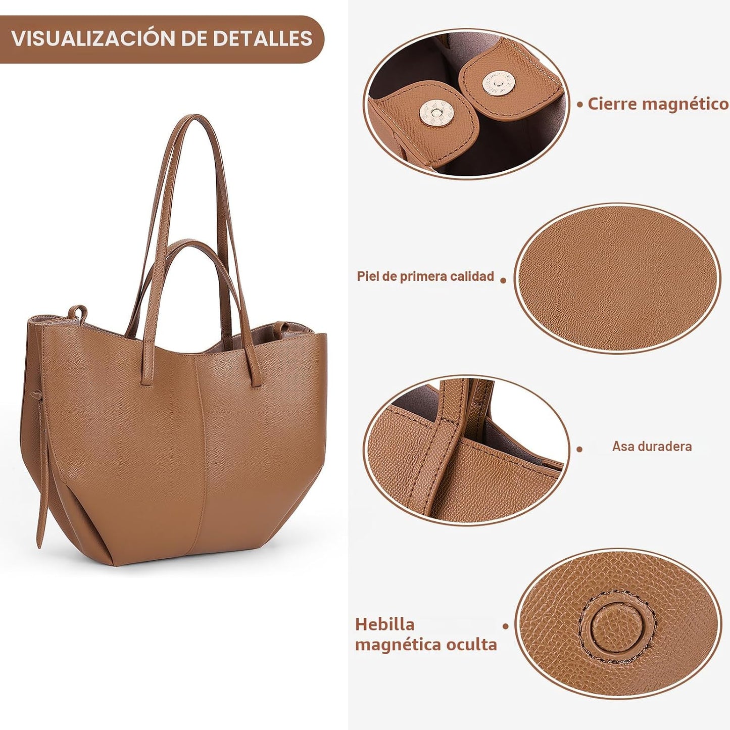 Juoxeepy Bolsa de trabajo de piel sintética para mujer, bolso de ma...