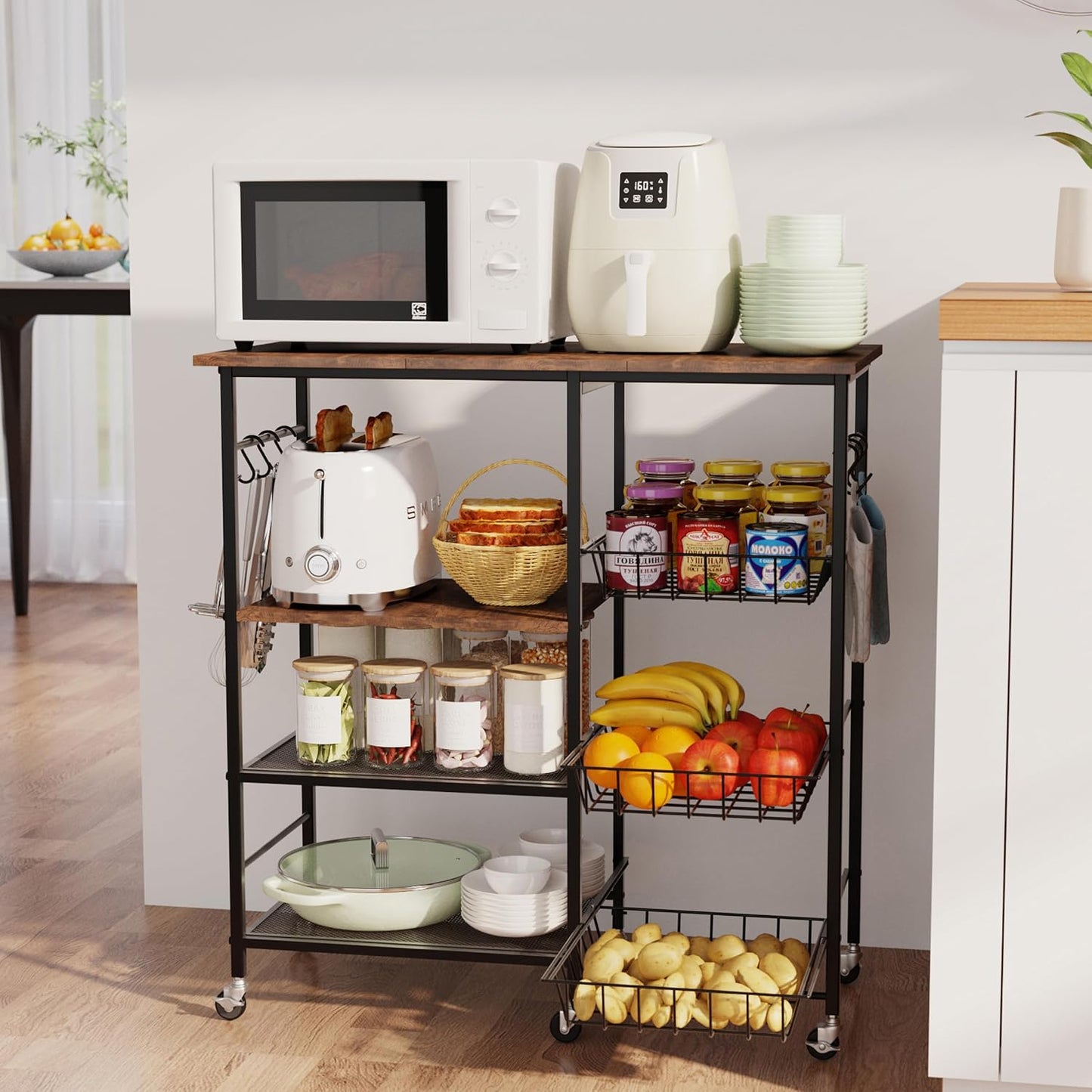 HapiRm Carrito de cocina con ruedas para microondas, soporte de mes...