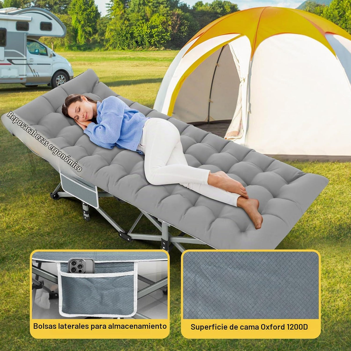 Slendor Cuna de camping plegable con colchón, carga máxima de 500 l...