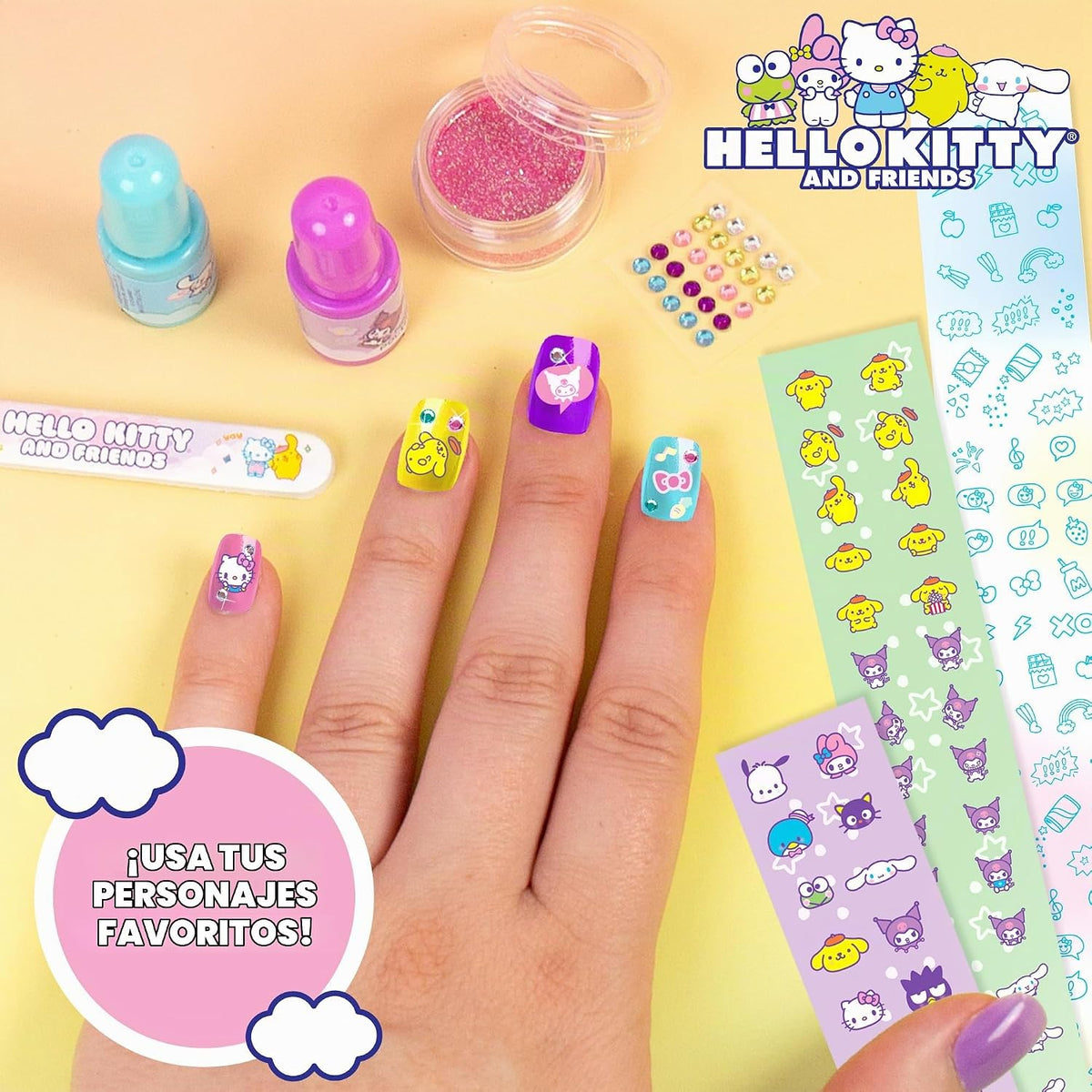 Kit de Arte de Uñas de Hello Kitty y Amigos con Efectos Brillantes