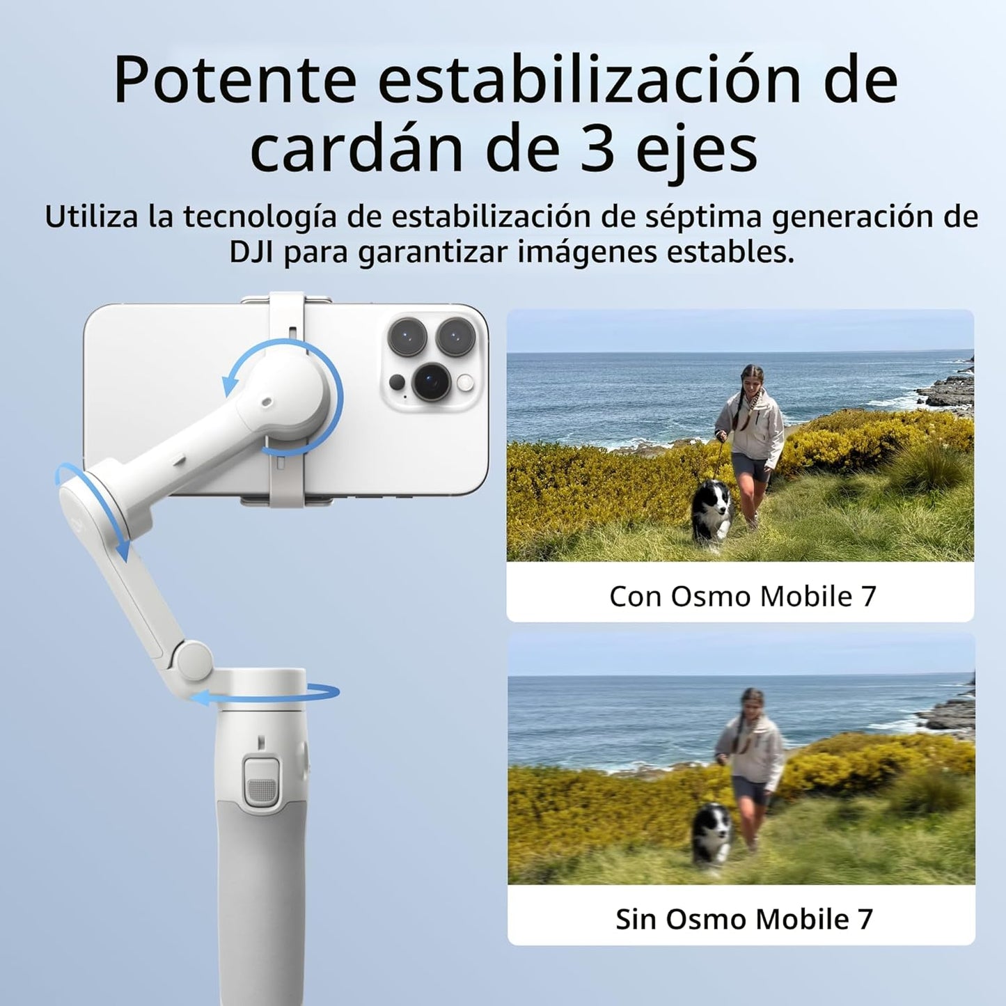 DJI Osmo Mobile 7 Estabilizador de cardán para iPhone, Android, trí...