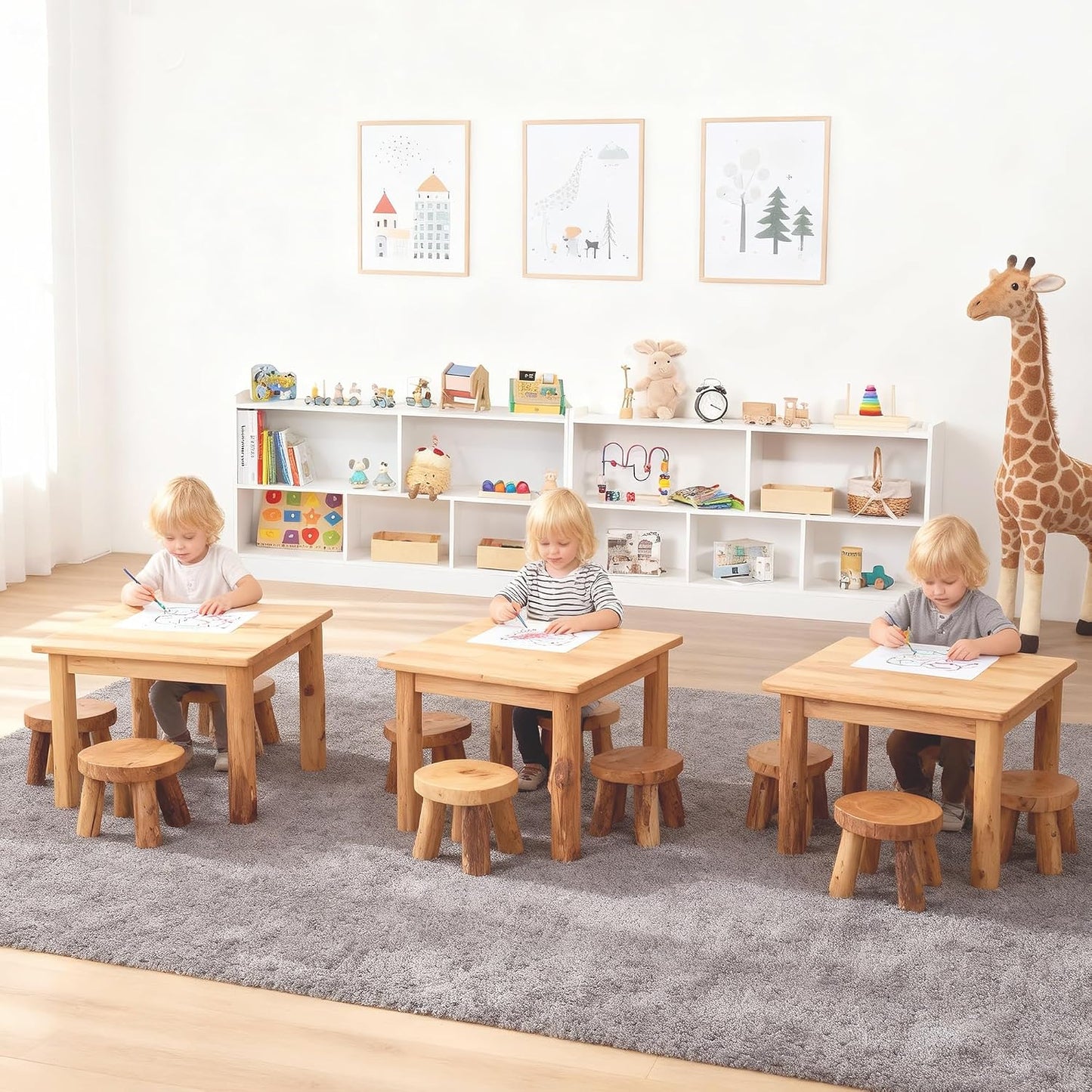 Leeshyah Estante de madera para juguetes de 5 secciones para niños,...