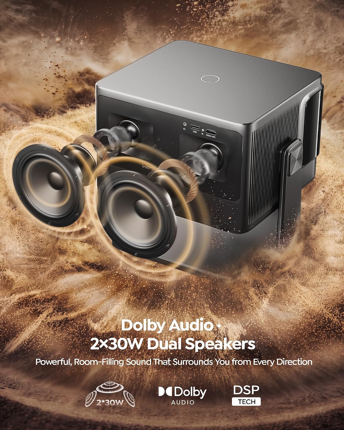 Proyector para exteriores 4K [VIDAA Live TV\/56W Dolby\/1450 ISO] c...