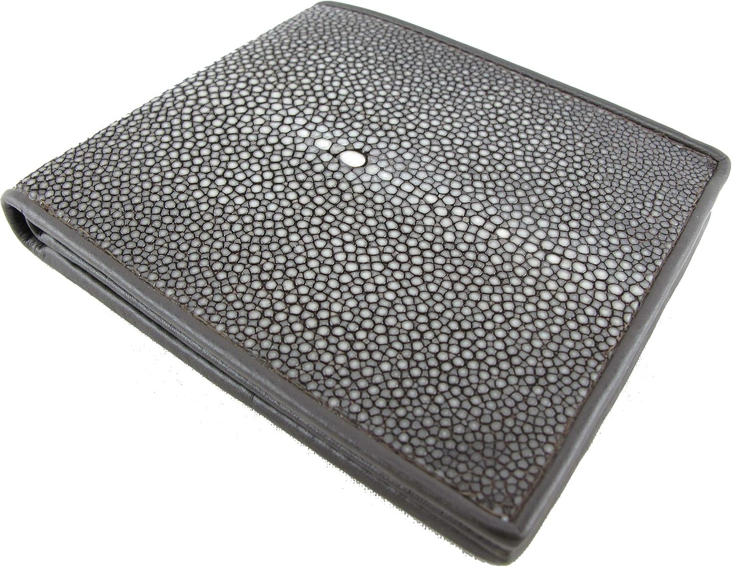 Pelgio Cartera plegable de cuero de piel de Shagreen pulido genuino...