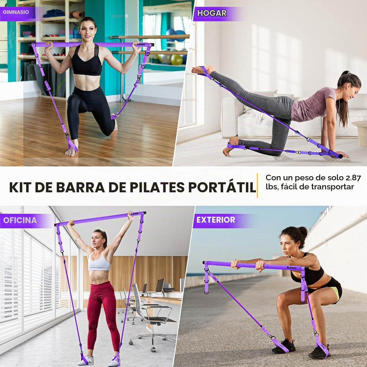 Kit de barra de pilates Ayombo con bandas de resistencia, equipo de...