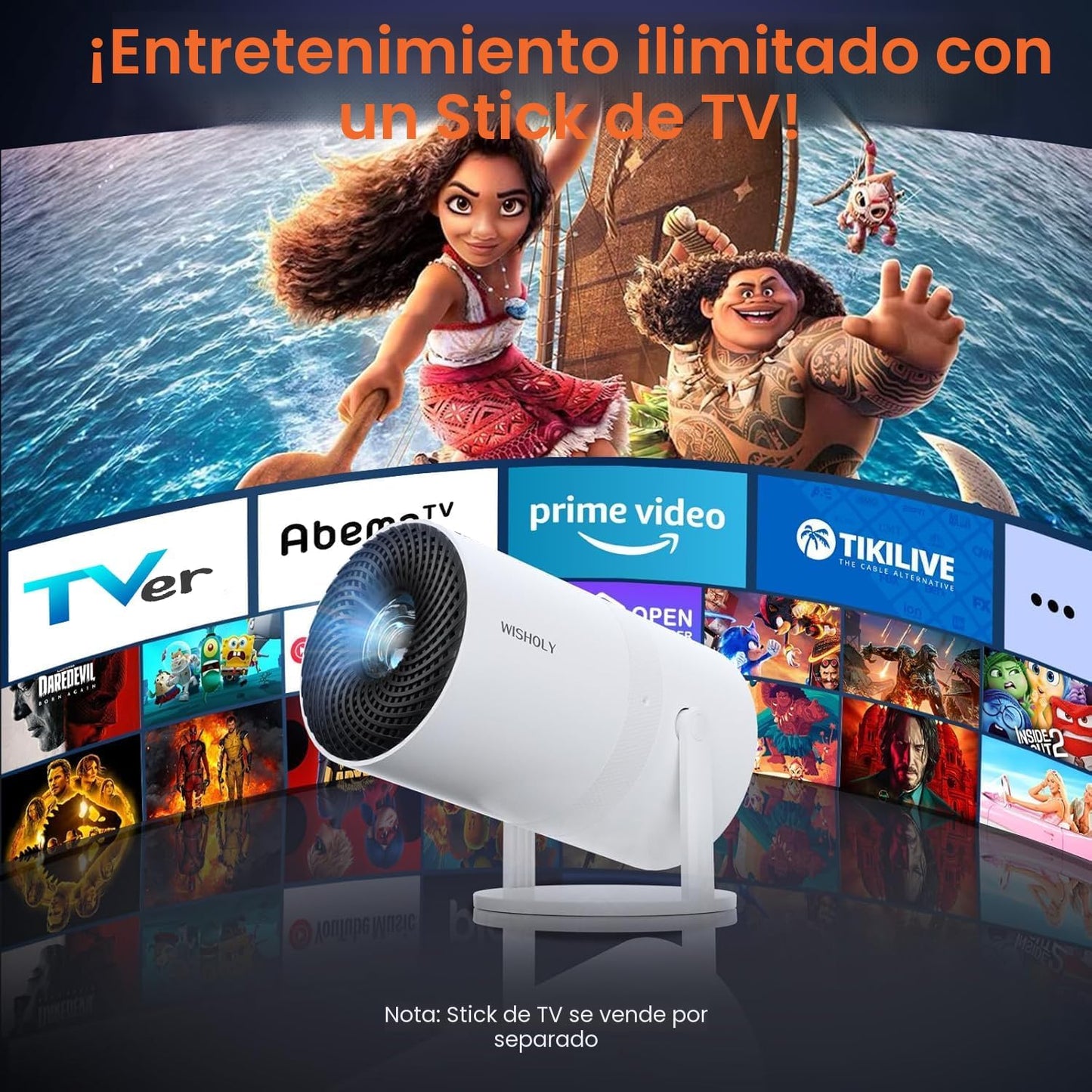WISHOLY Mini proyector con WiFi y Bluetooth, proyector de películas...