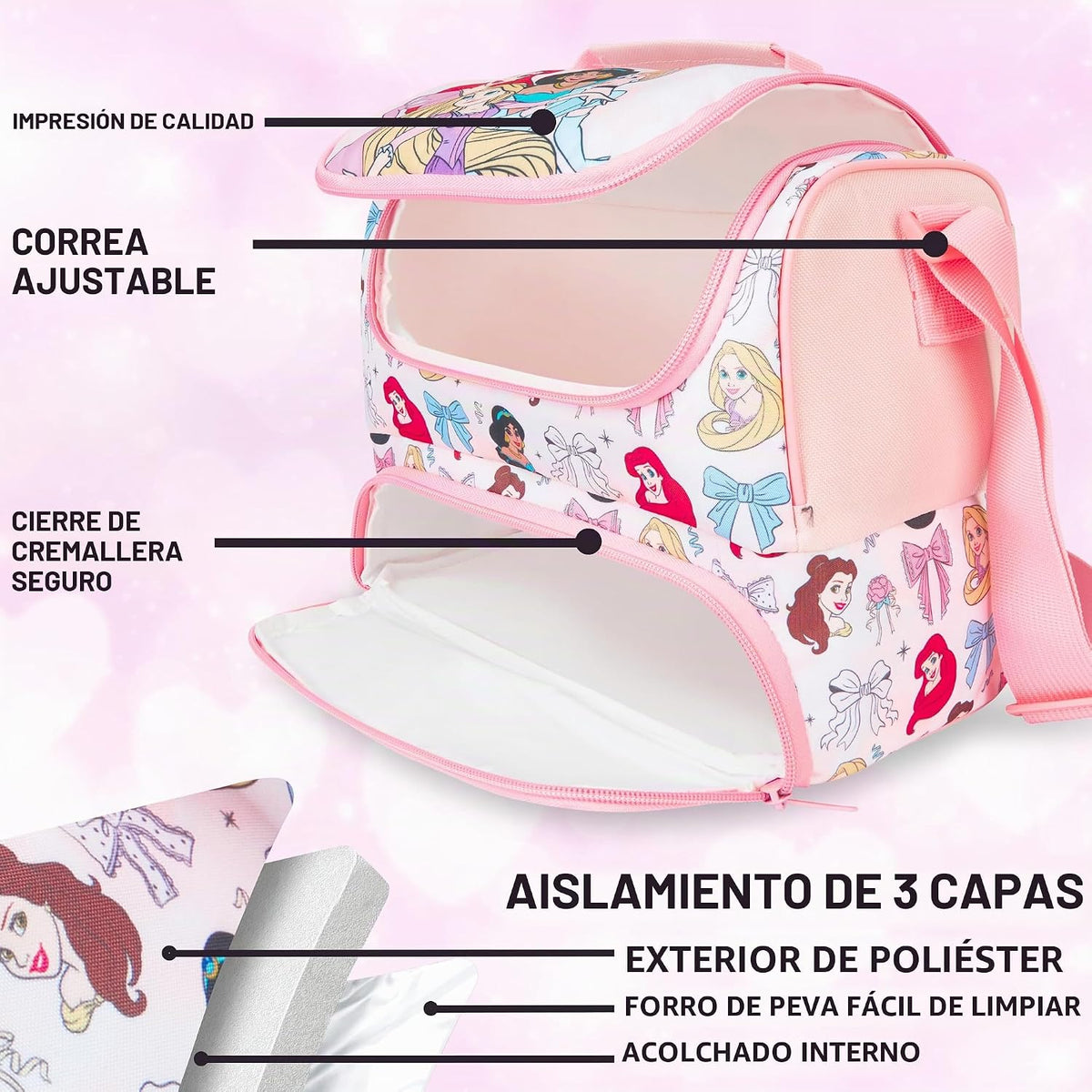 Get Trend Disney Princess Girls Bolsa de almuerzo aislada para la e...