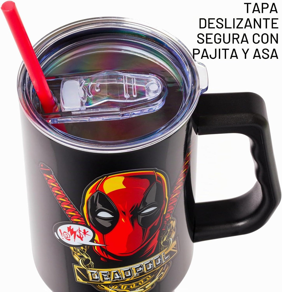 Silver Buffalo Marvel Deadpool, vaso de acero inoxidable, 40 onzas...