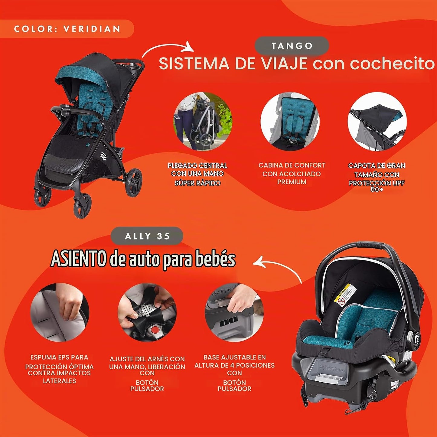 Sistema de viaje con cochecito Baby Trend Tango™ y asiento de coche...