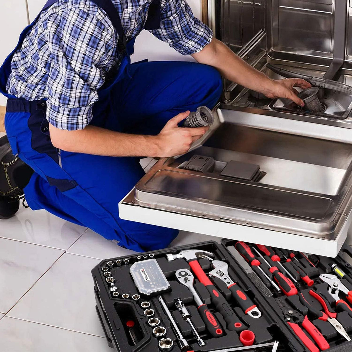 KingTool Kit de herramientas de reparación del hogar de 325 piezas,...