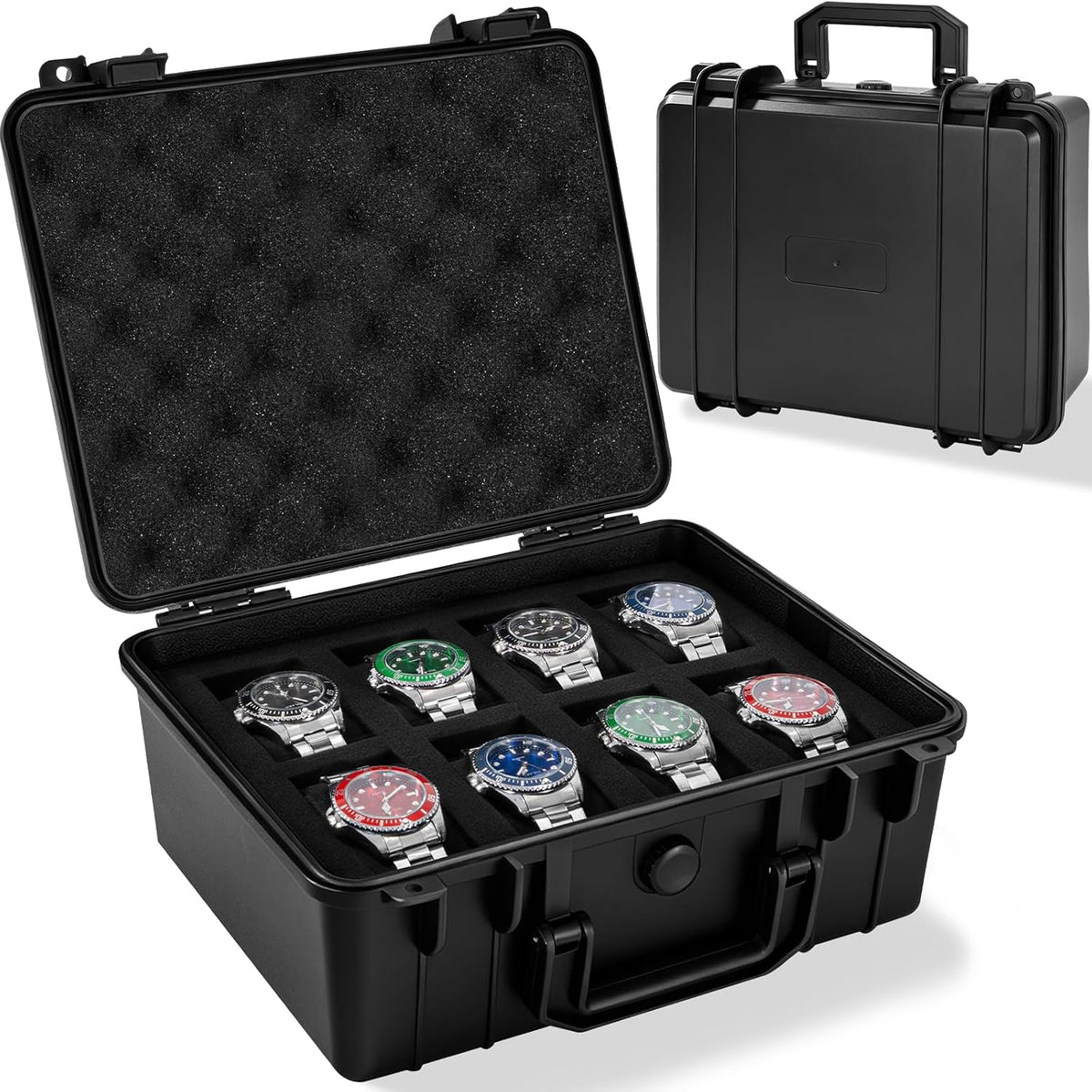FREEAMG Estuche de viaje para reloj de 8 ranuras para hombres, caja...