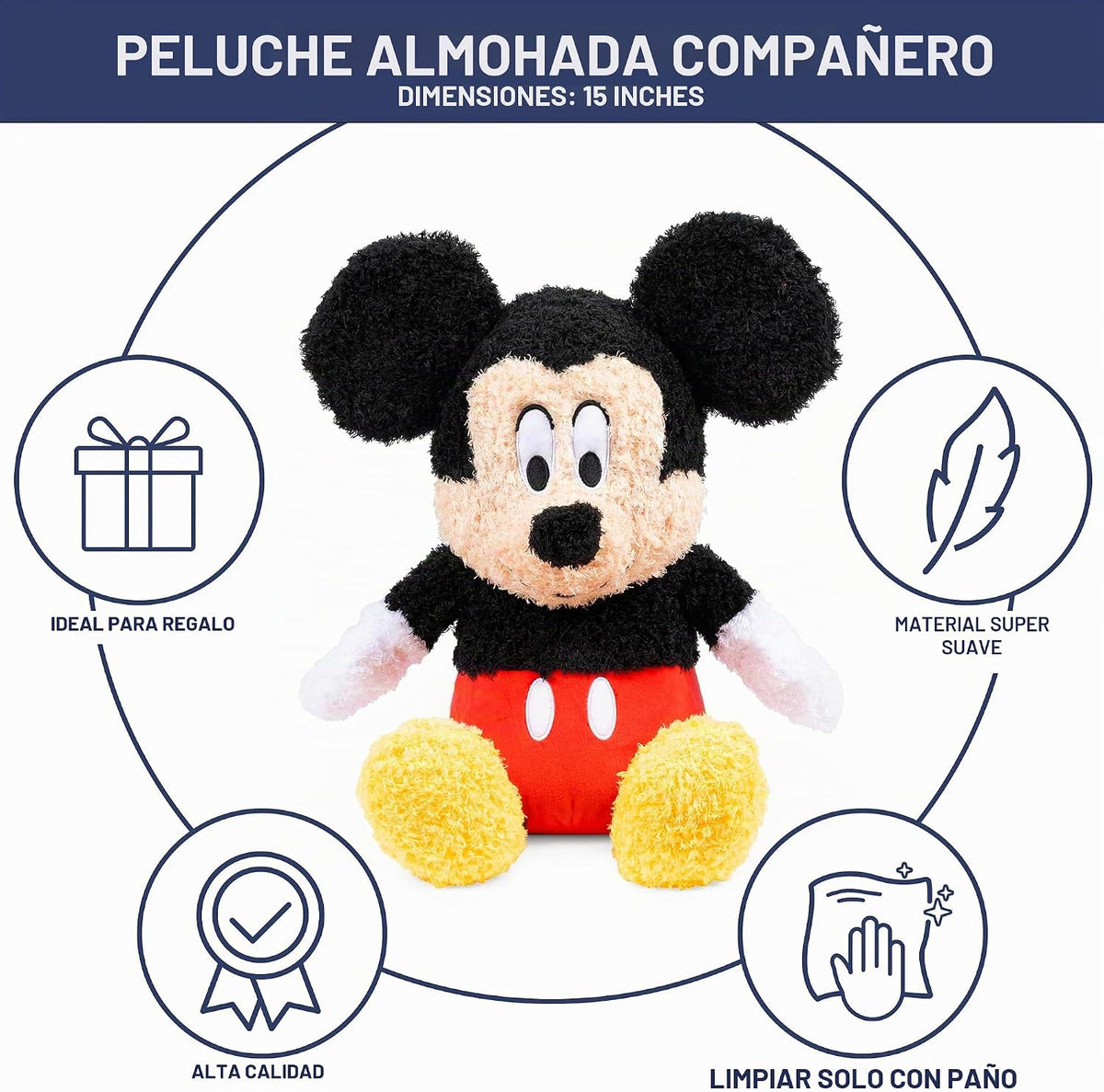 Disney Mickey Mouse - Almohada de peluche para niños, diseño de dib...
