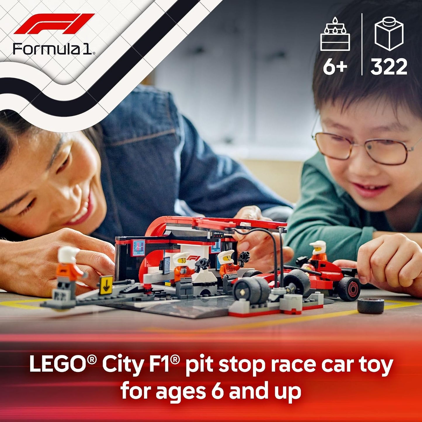 LEGO City F1 Pit Stop &amp; Pit Crew con juguete de coche Ferrari \...