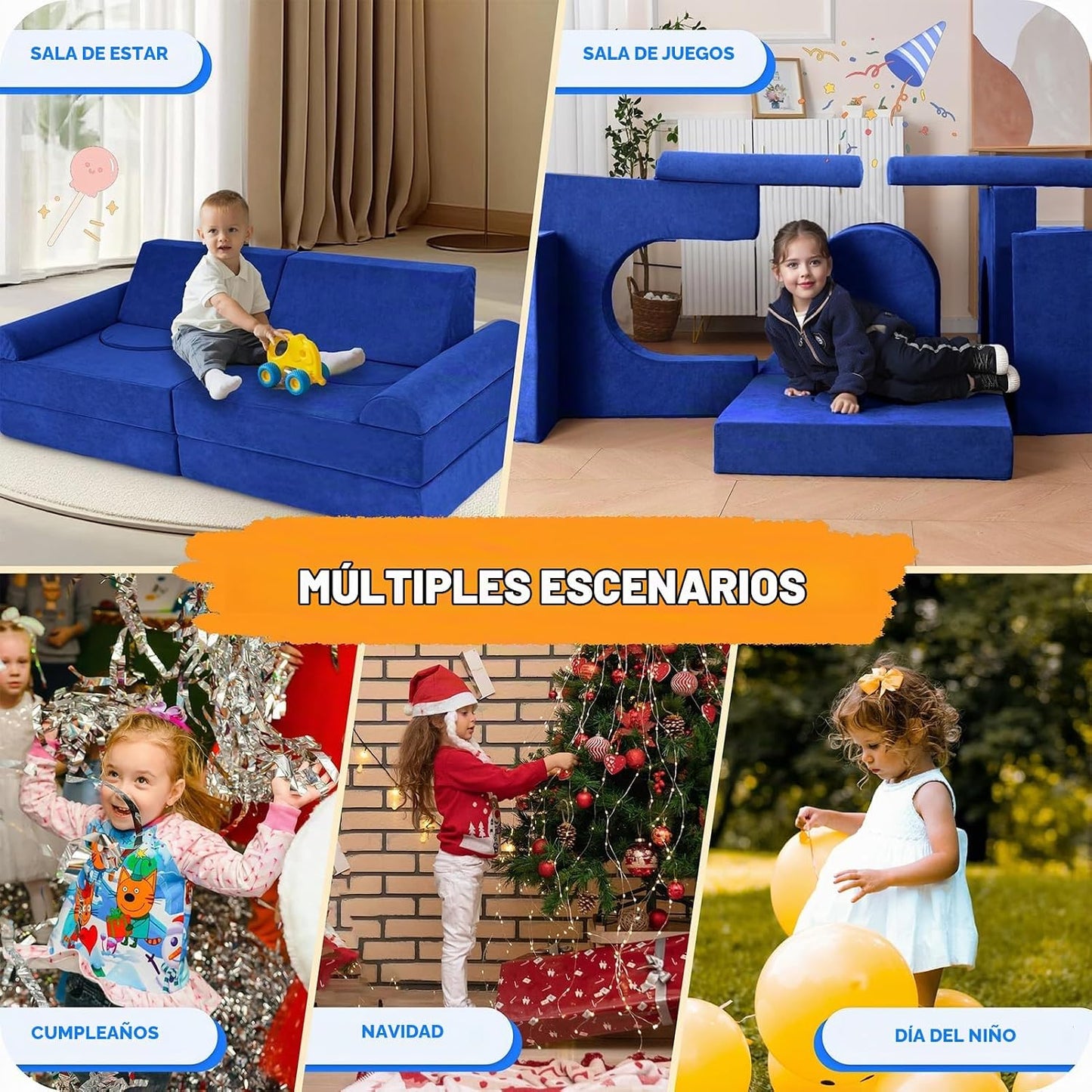 Winhomish Sofá infantil modular de 12 piezas para dormitorio, color...