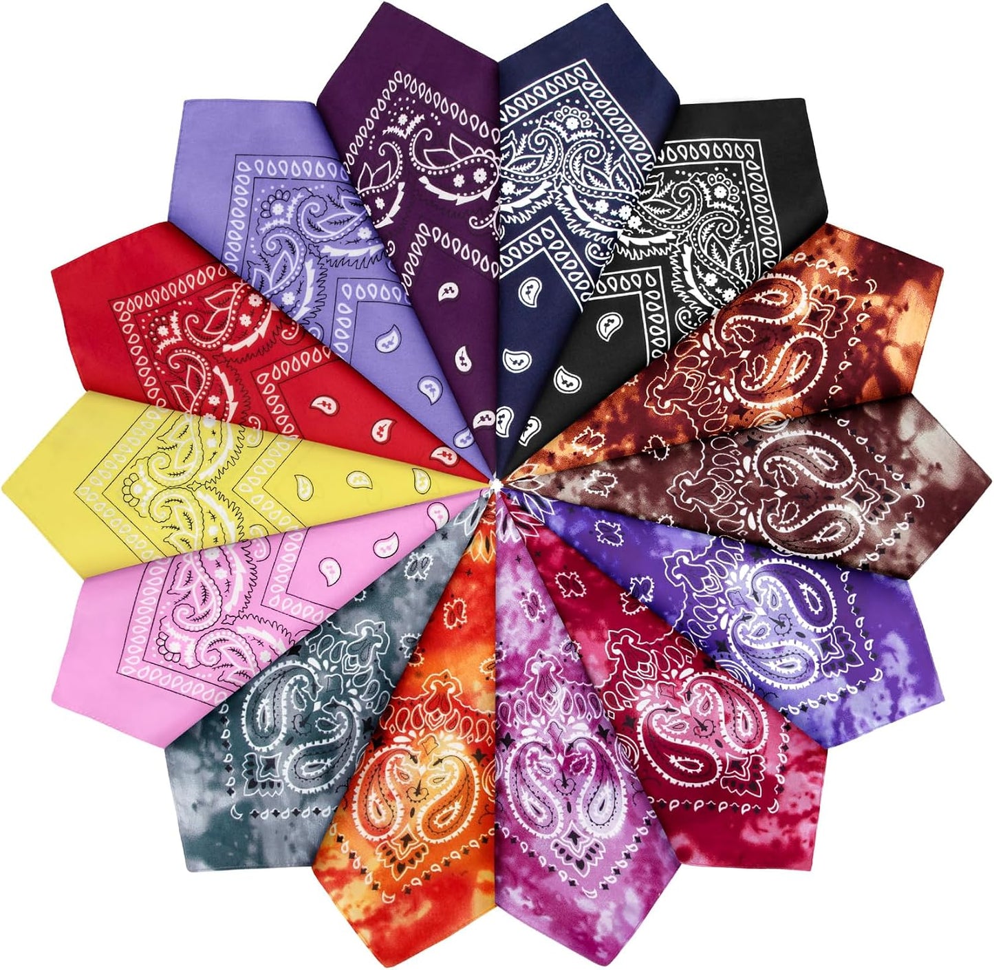 YSense 14 piezas Bandanas con estampado de cachemira, diademas nove...