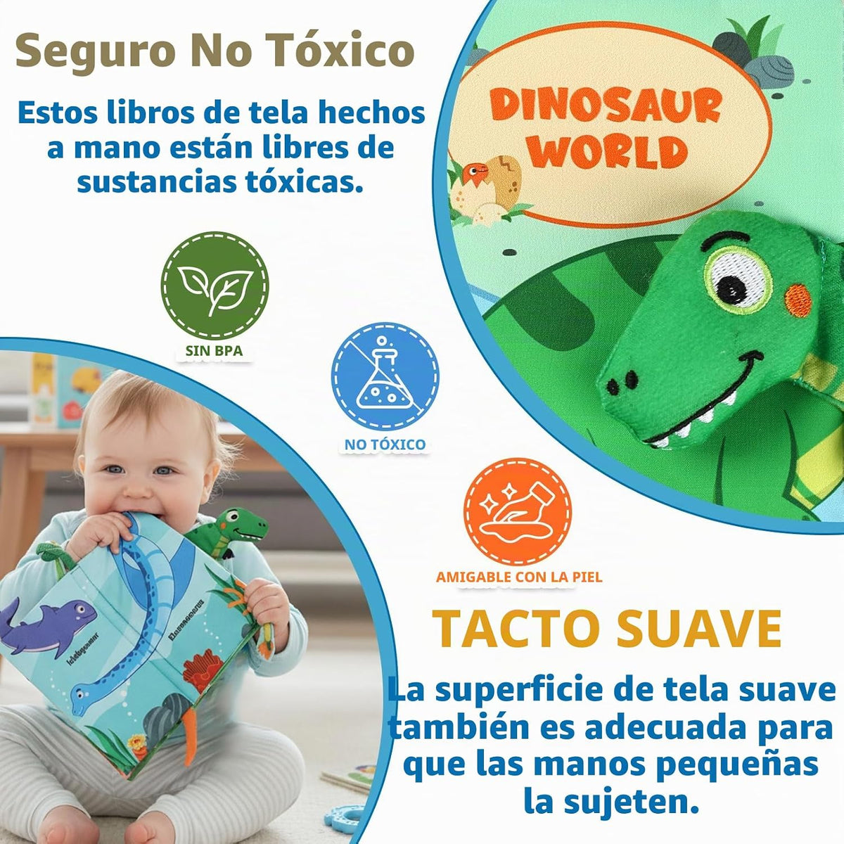 YOGINGO Libros para bebés Montessori Toys Cute Dinosaurs Theme Baby...