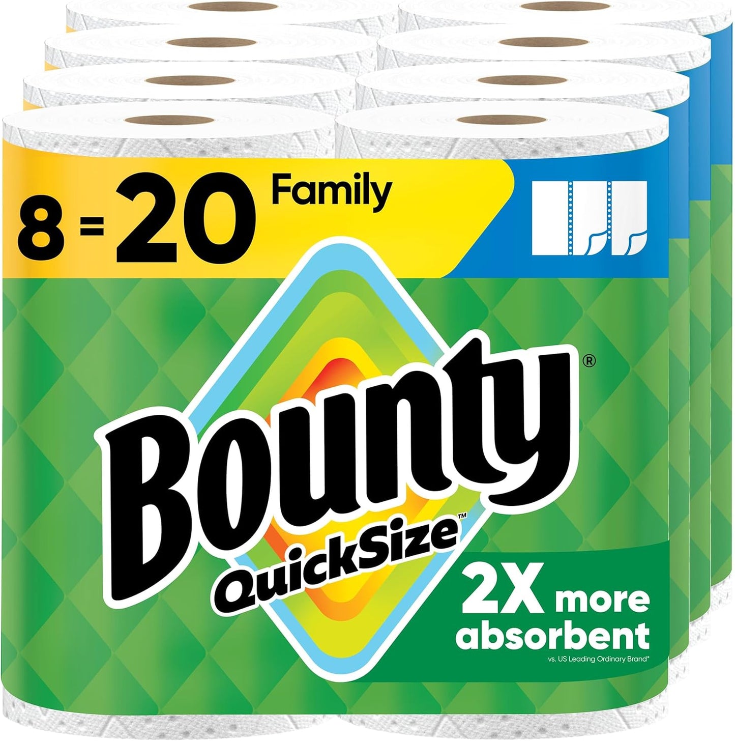 Bounty Toallas de papel de tamaño rápido, color blanco, 8 rollos fa...